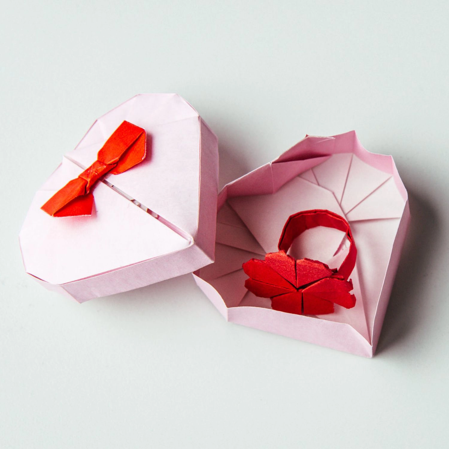 origami heart box with lid | origamiok.com