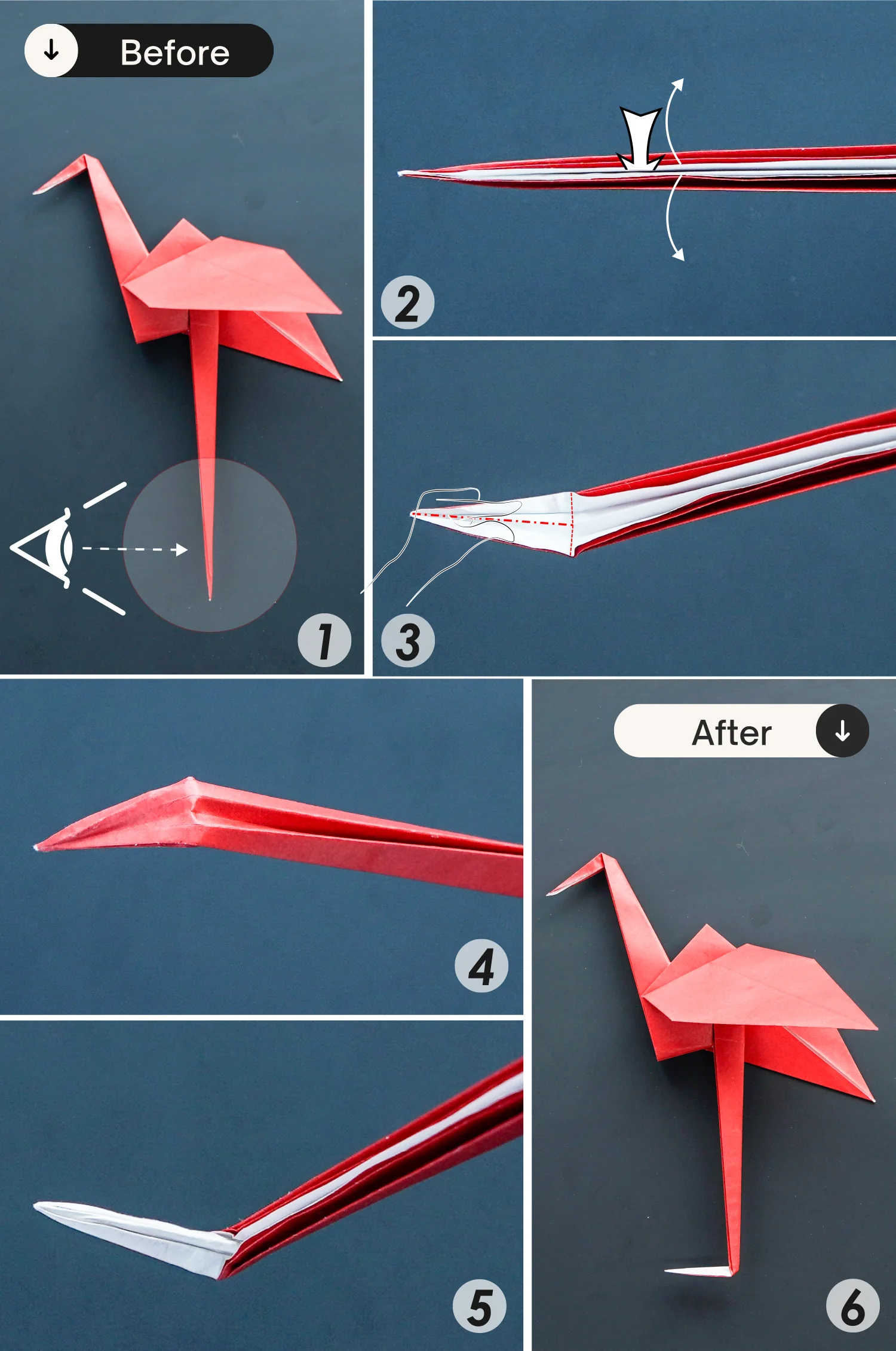 origami flamingo| origamiok.com