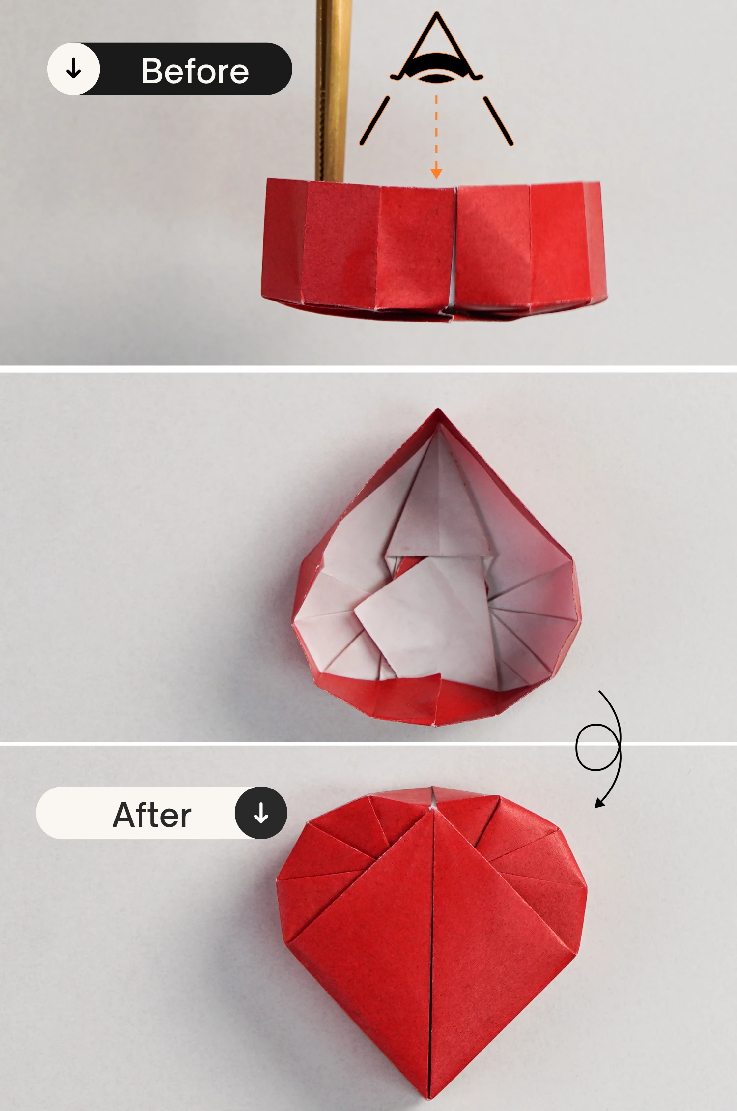 origami heart box with lid | origamiok.com