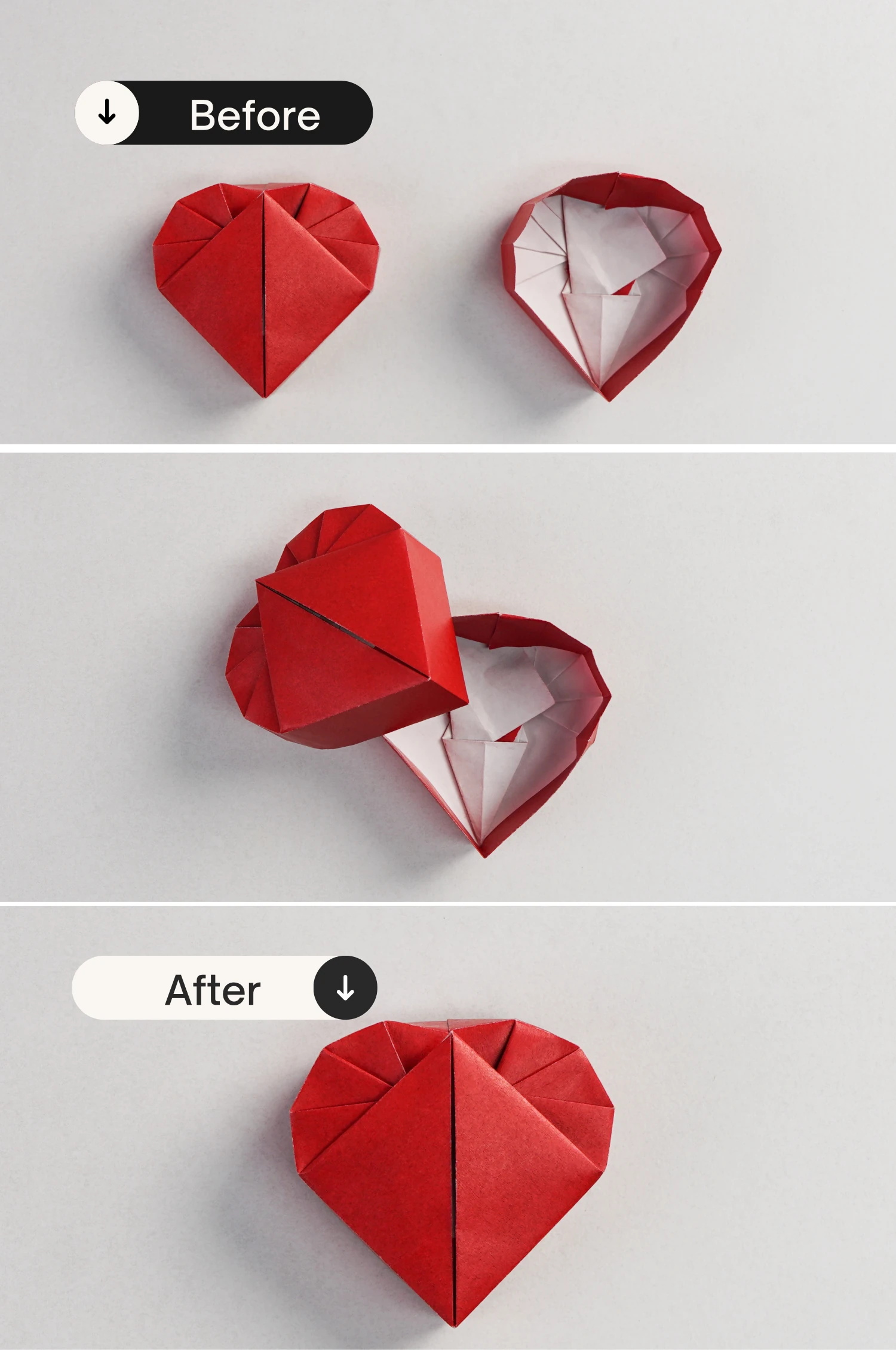 origami heart box with lid | origamiok.com