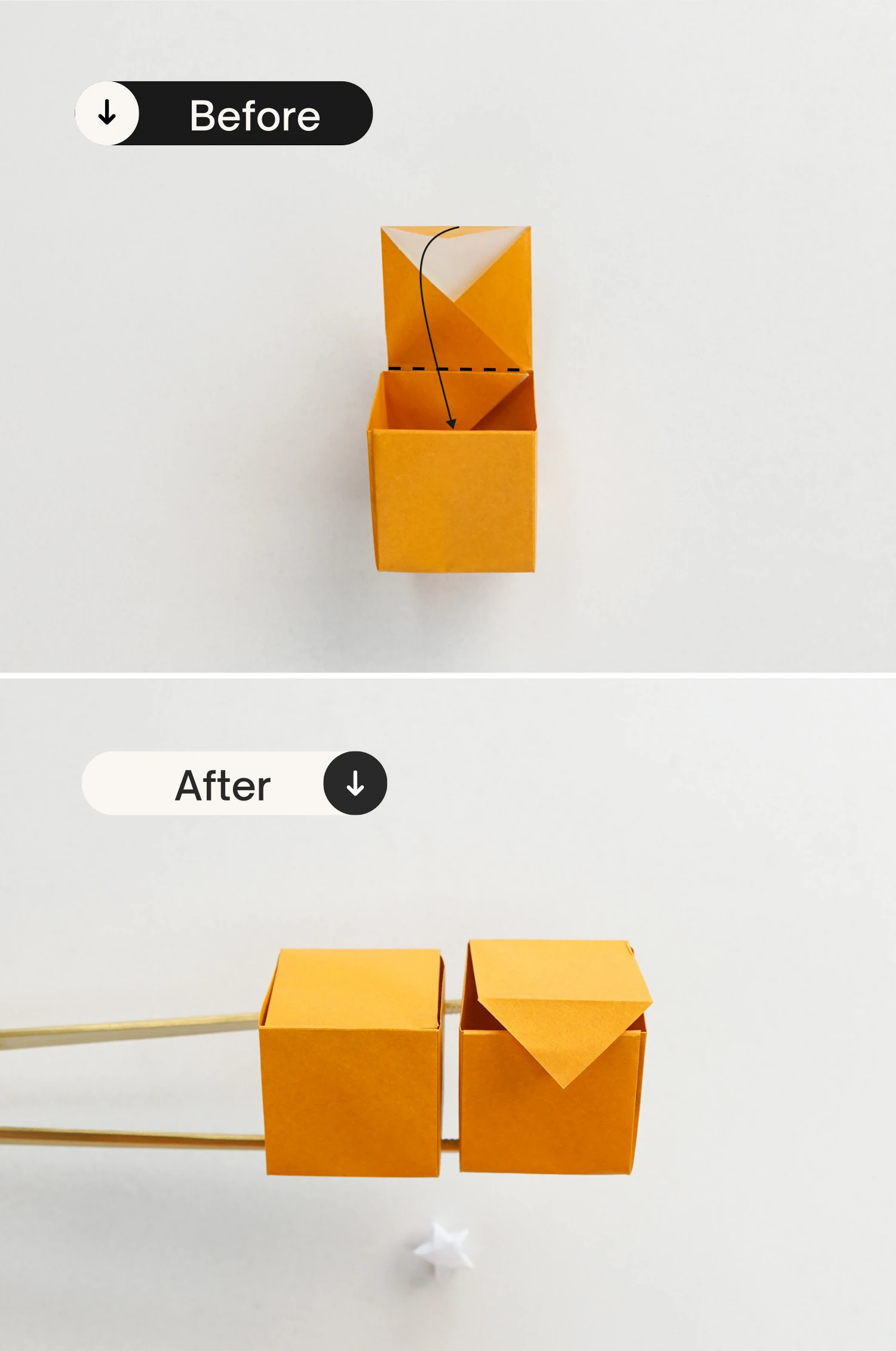 origami hinged square box | origamiok.com