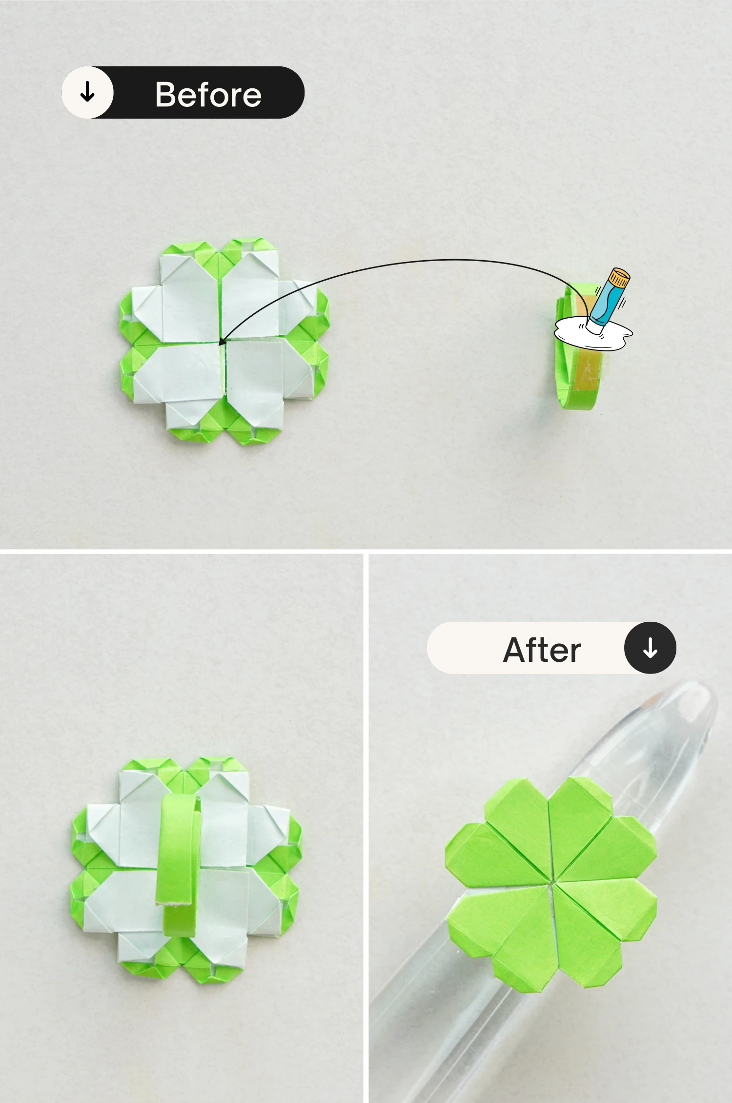 origami leaf clover ring | origamiok.com