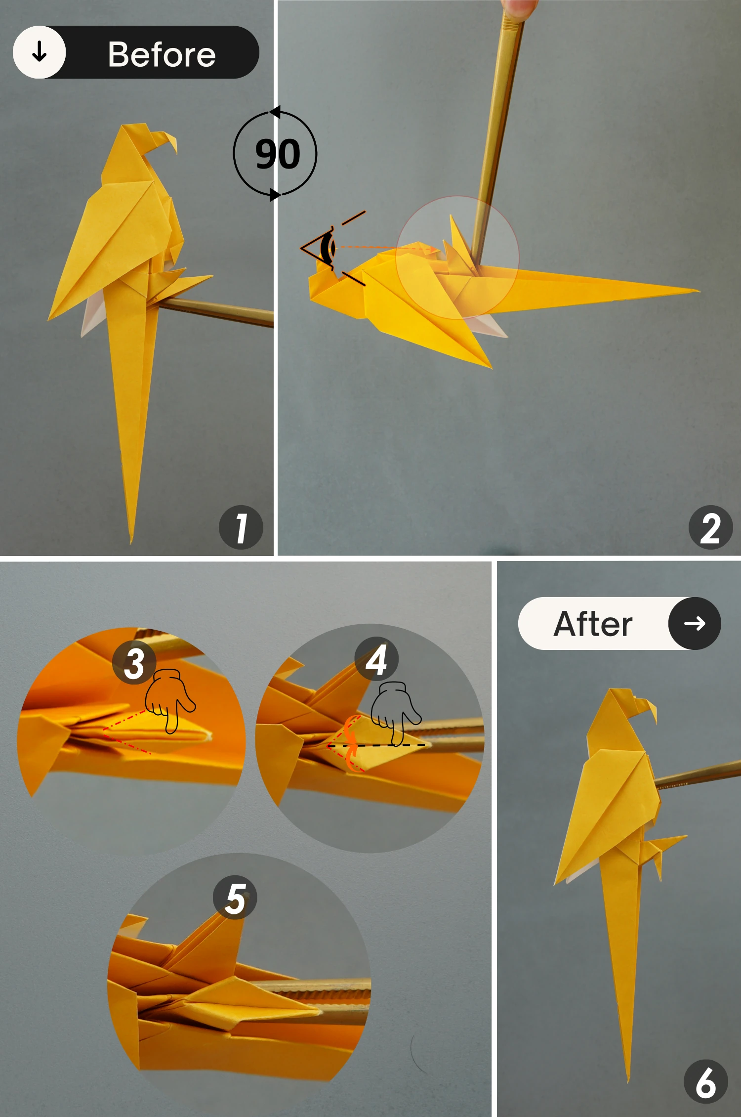 origami parrot| origamiok.com