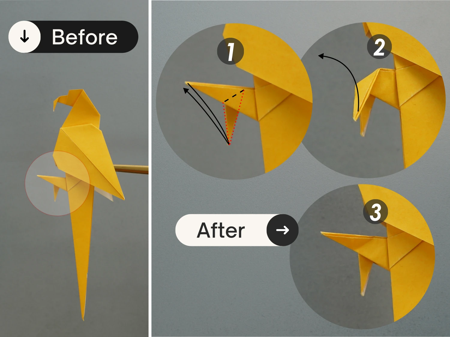 origami parrot| origamiok.com