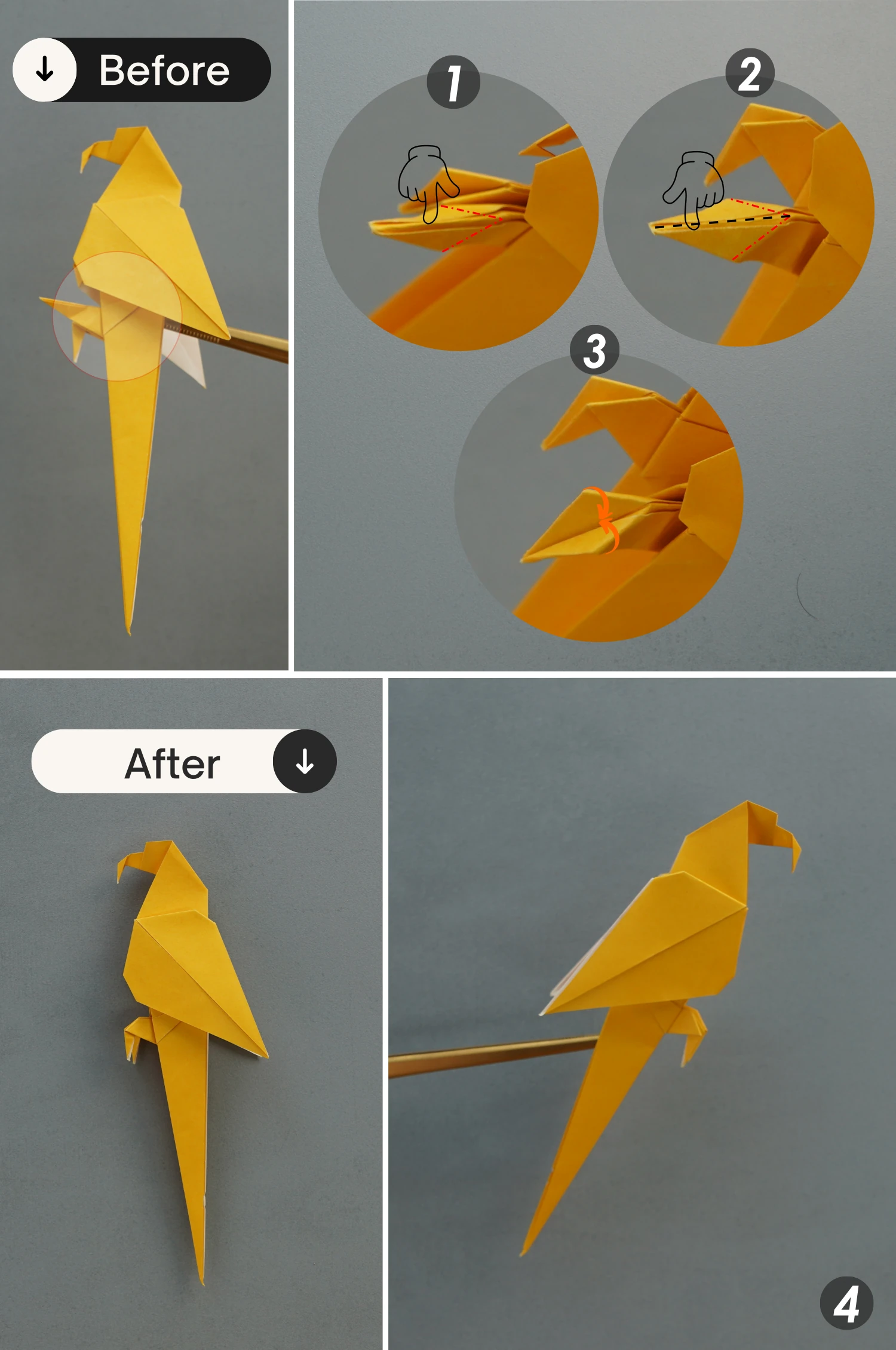 origami parrot| origamiok.com