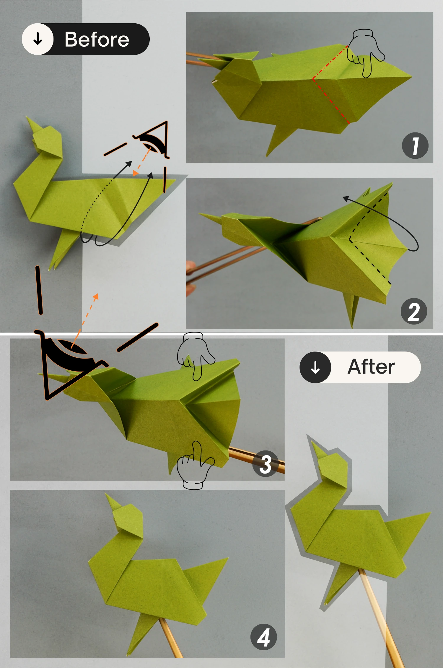 origami goose| origamiok