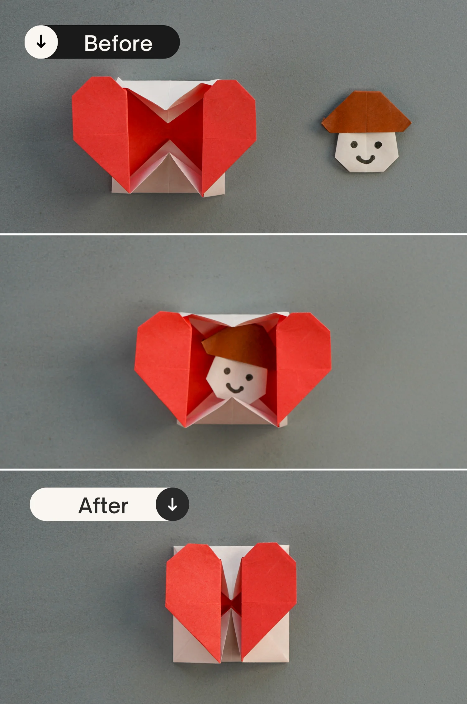 Origami origami secret heart message box | OrigamiOk