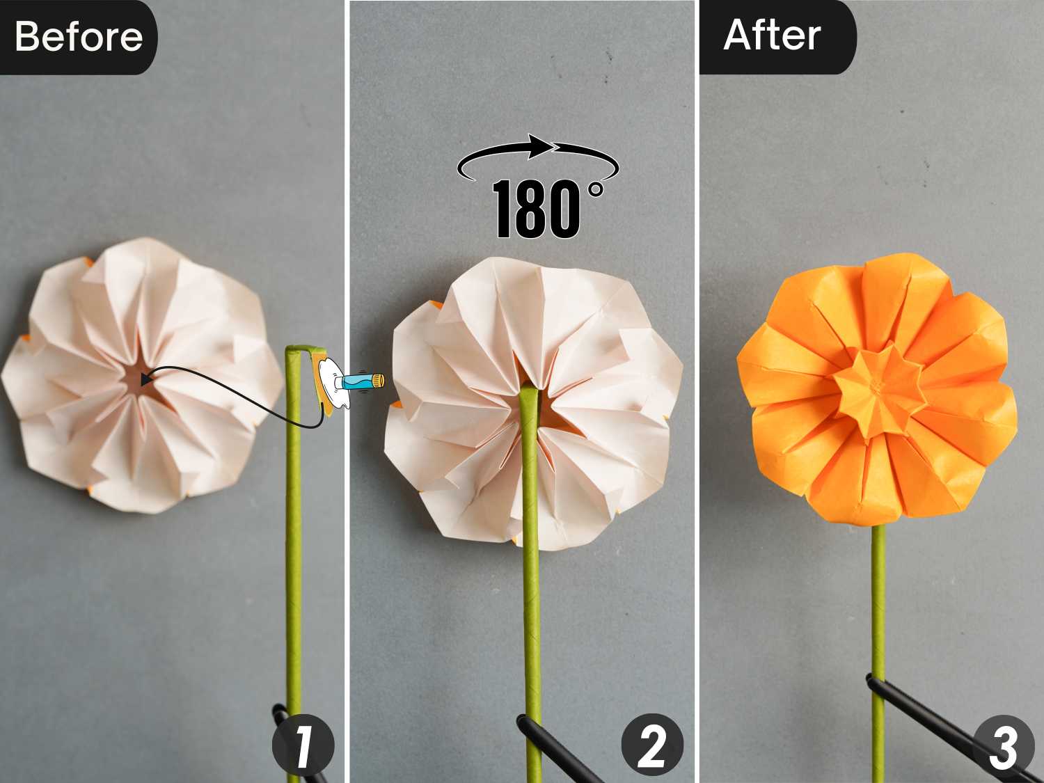 assemble origami sunflower | origamiok