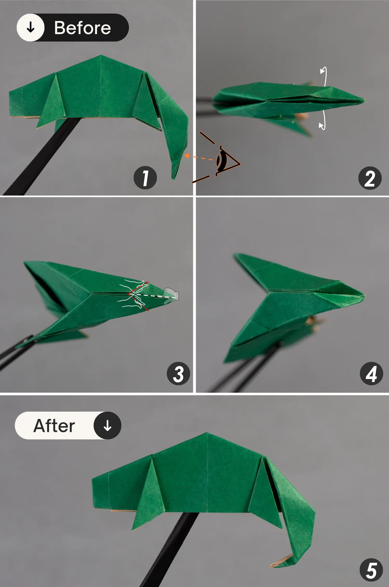 origami chameleon | origamiok