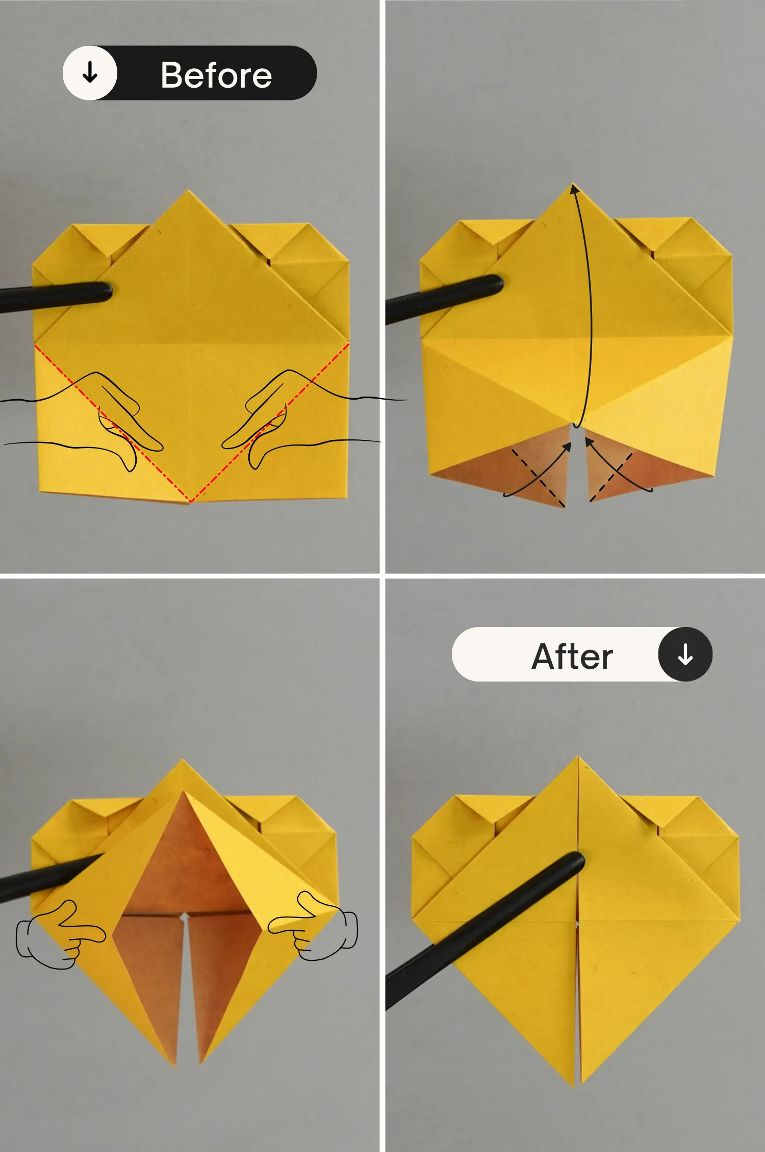 origami heart with bow | origamiok