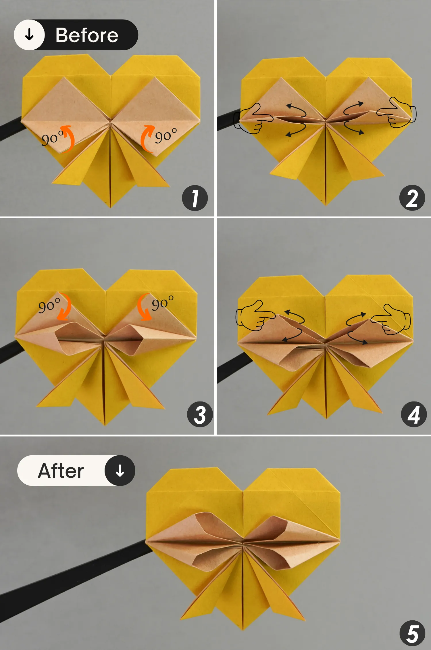 origami heart with bow | origamiok