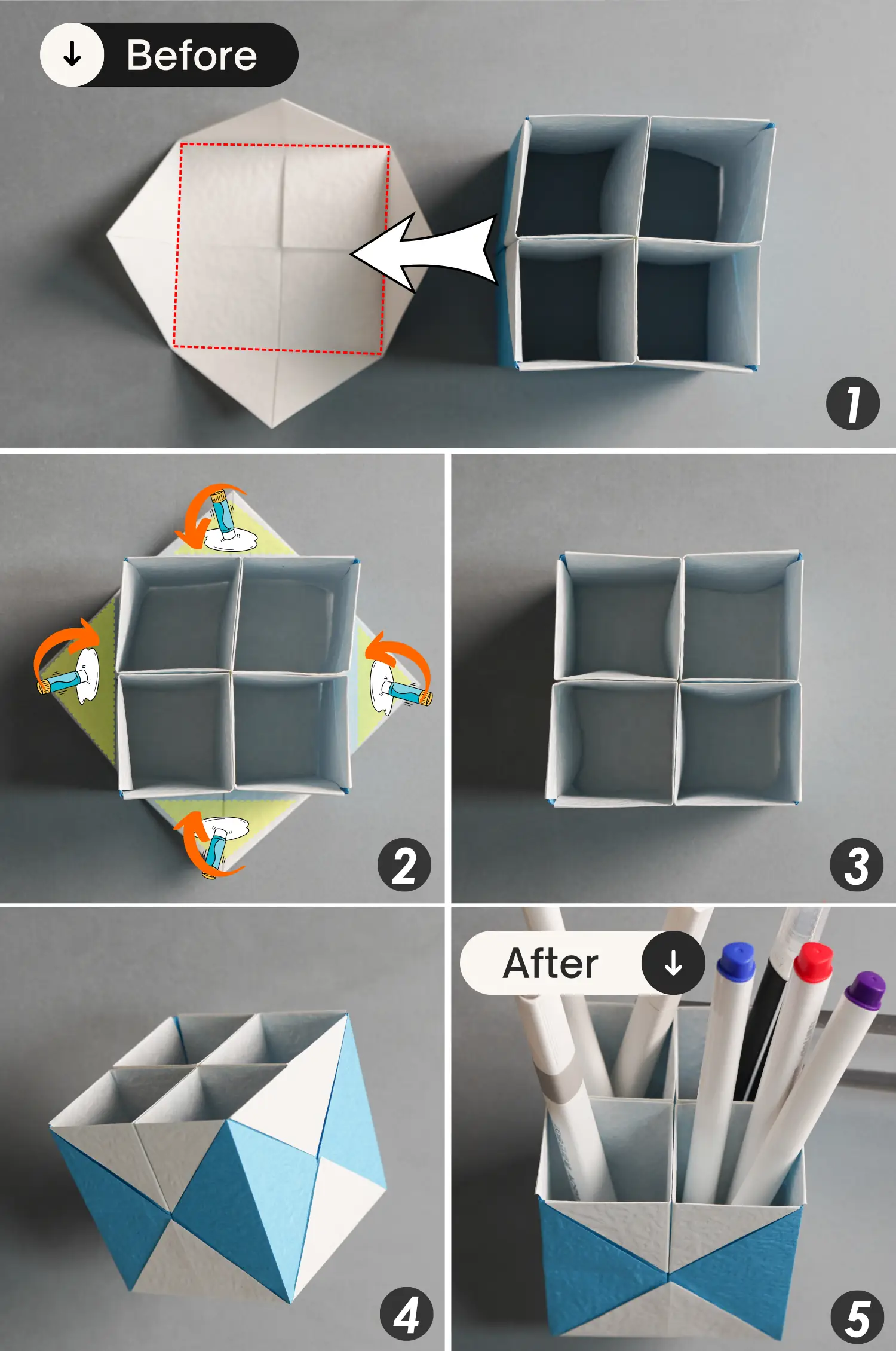 Origami pencil holder | origamiok