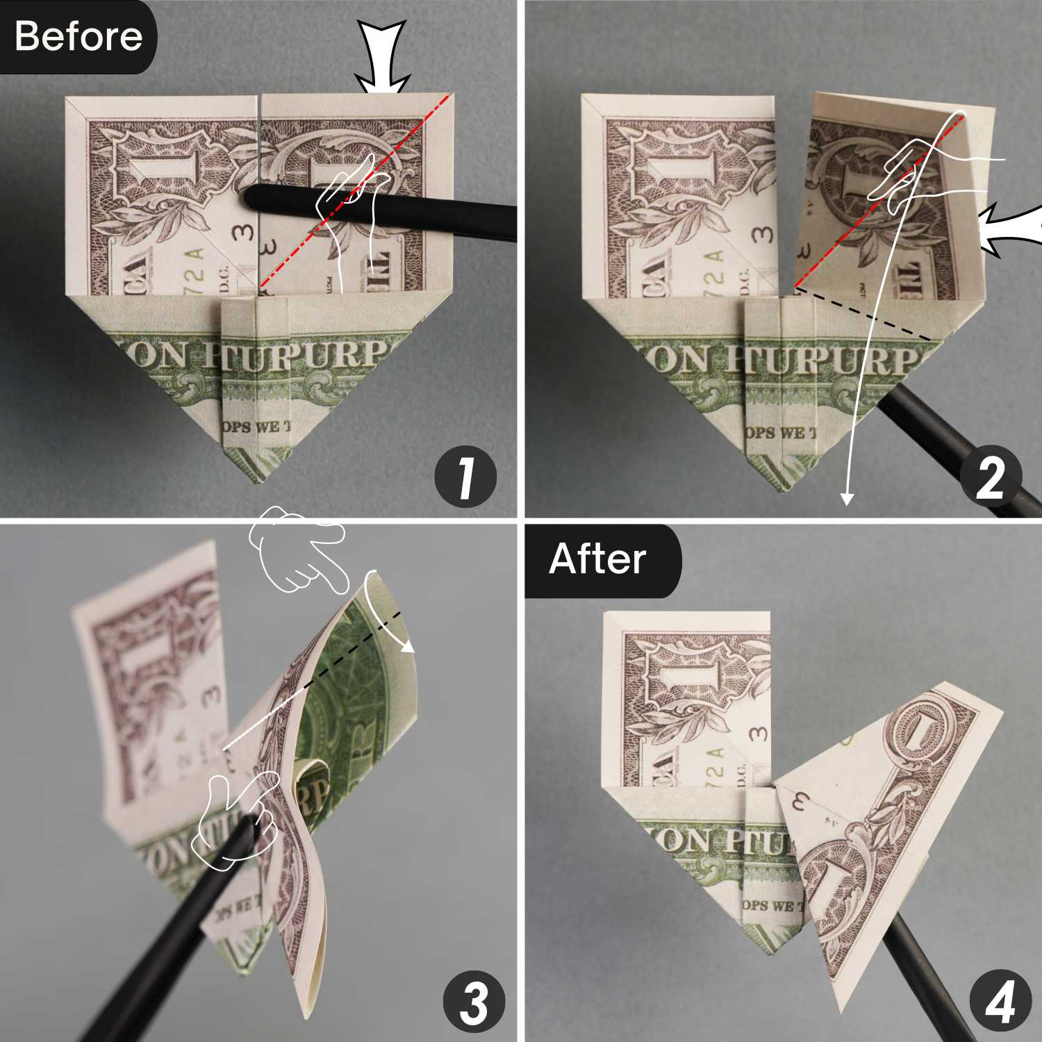 dollar bill origami butterfly | origamiok