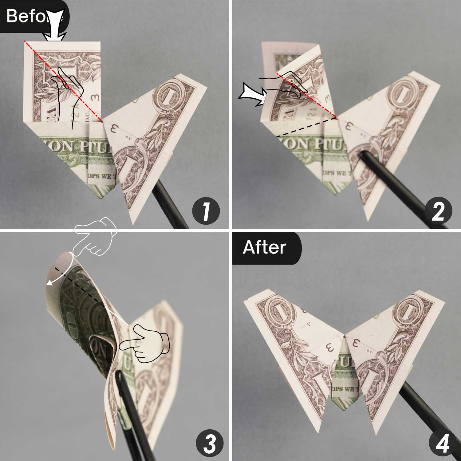 dollar bill origami butterfly | origamiok