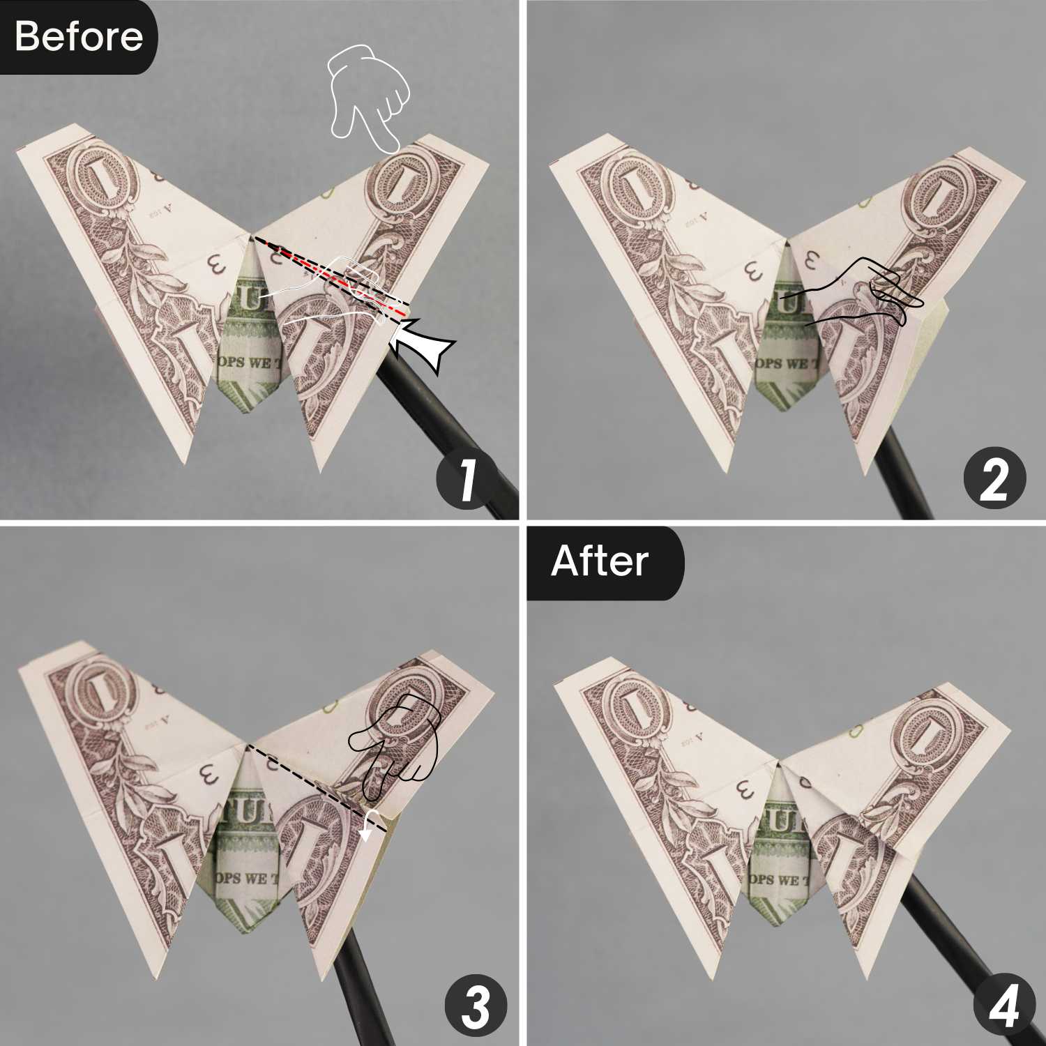 dollar bill origami butterfly | origamiok