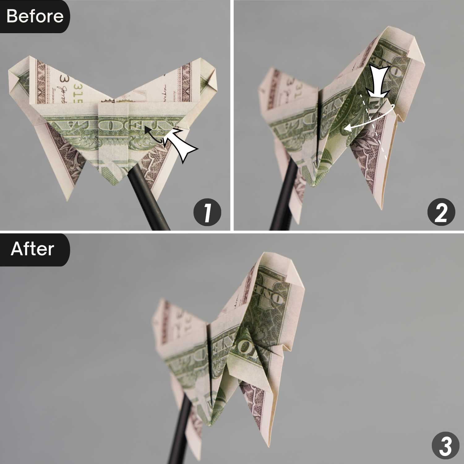 dollar bill origami butterfly | origamiok