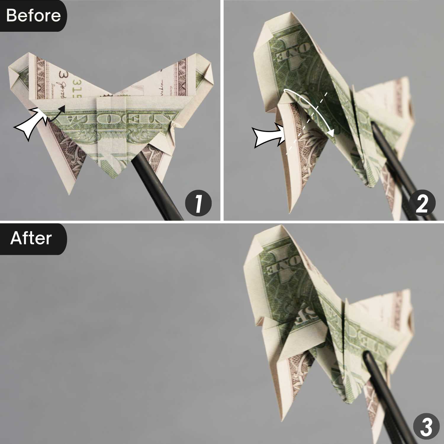 dollar bill origami butterfly | origamiok