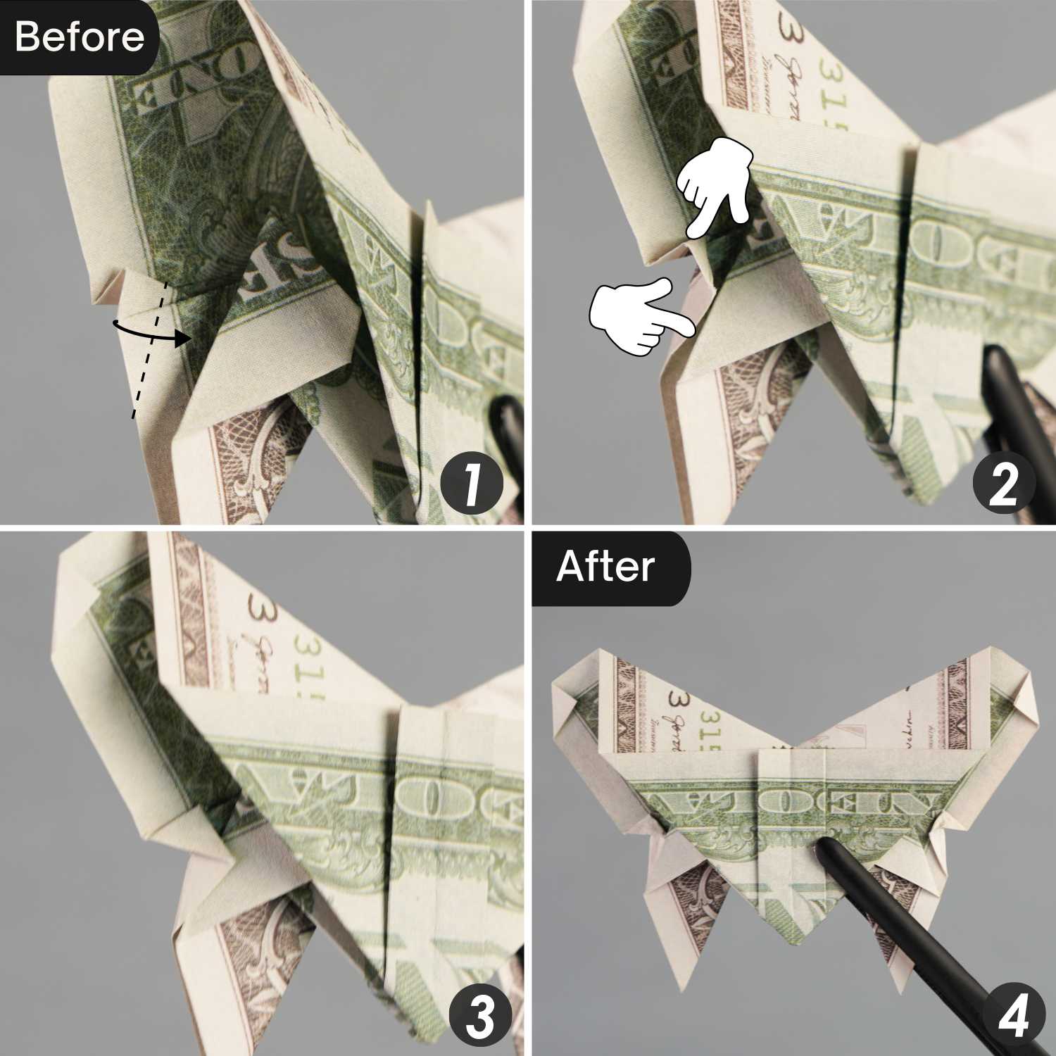 dollar bill origami butterfly | origamiok