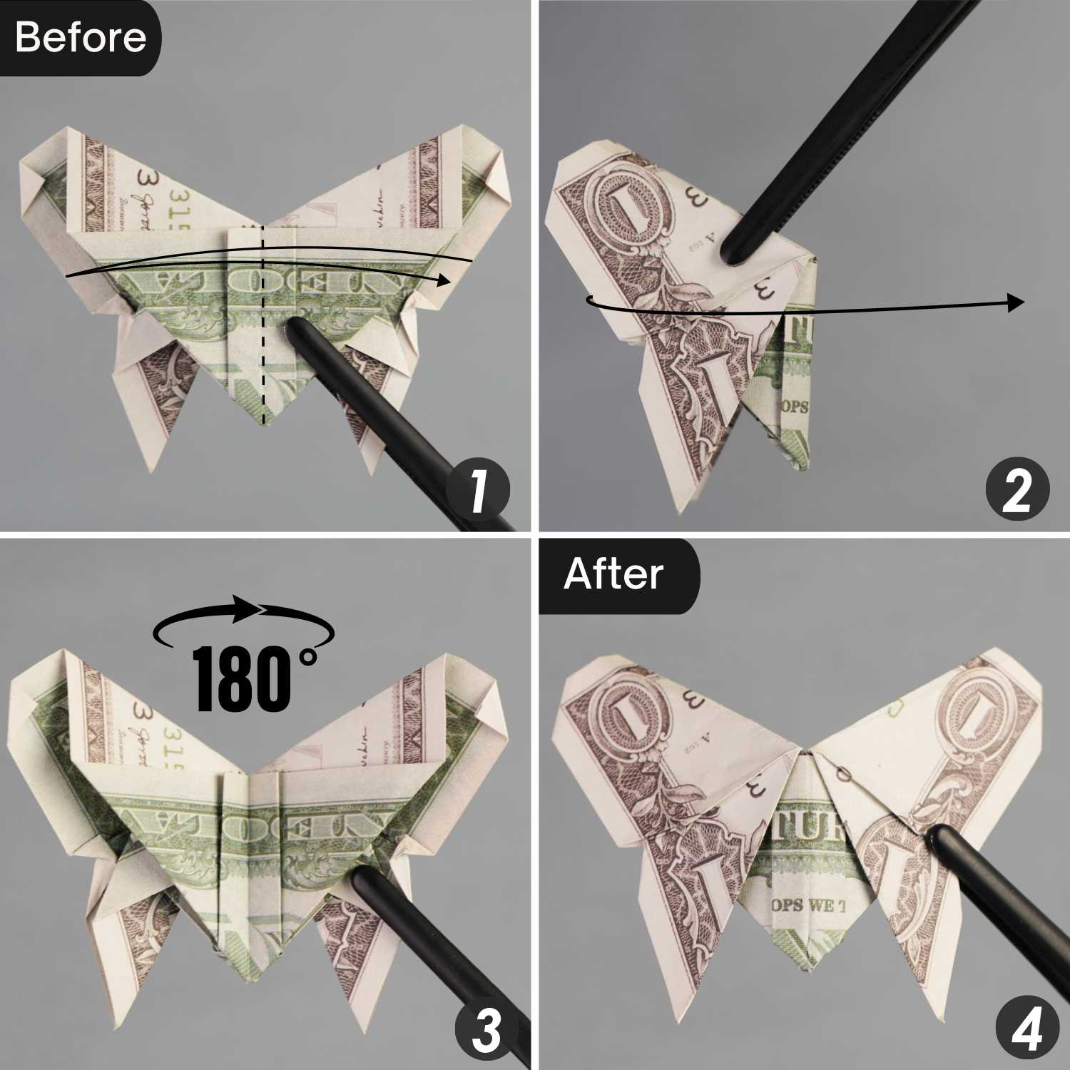 dollar bill origami butterfly | origamiok