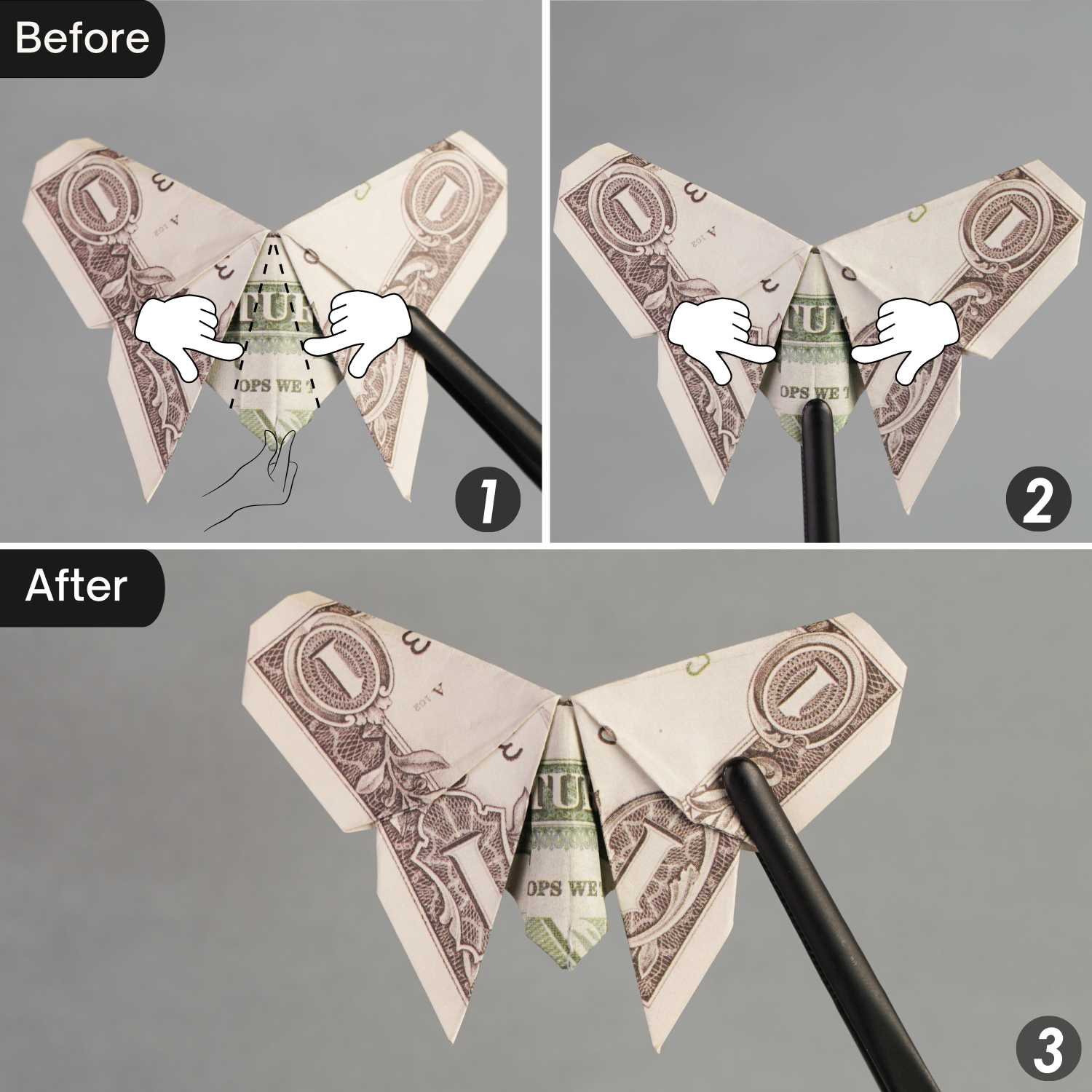 dollar bill origami butterfly | origamiok