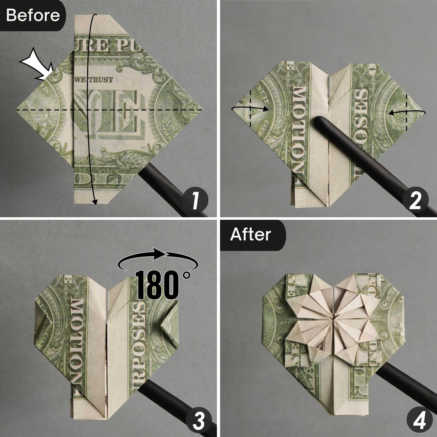 dollar bill origami heart | origamiok