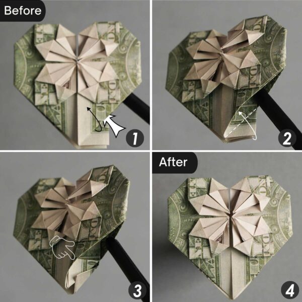 Easy Dollar Bill Origami Heart Instruction - Origami OK