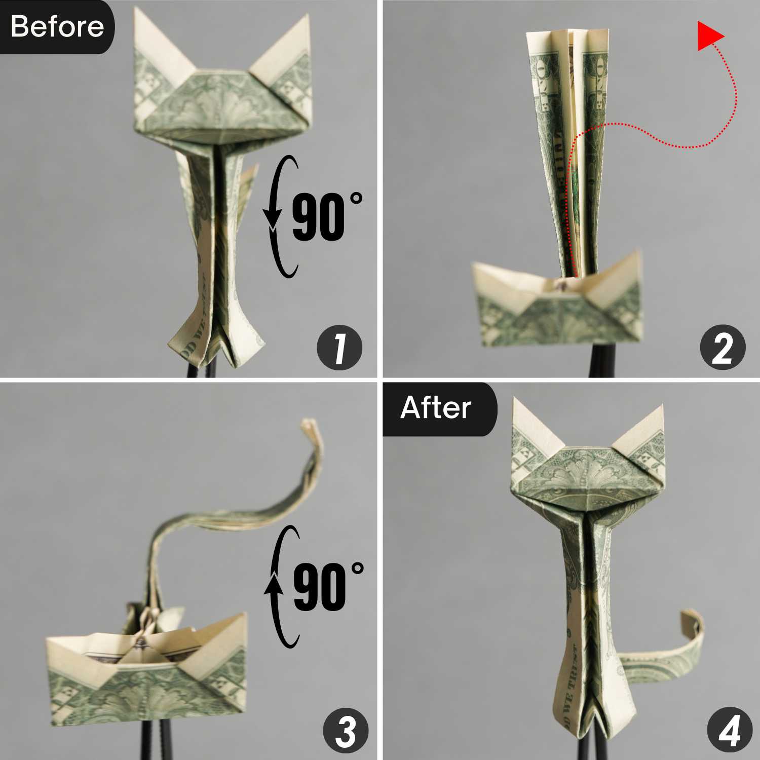 origami money cat | origamiok