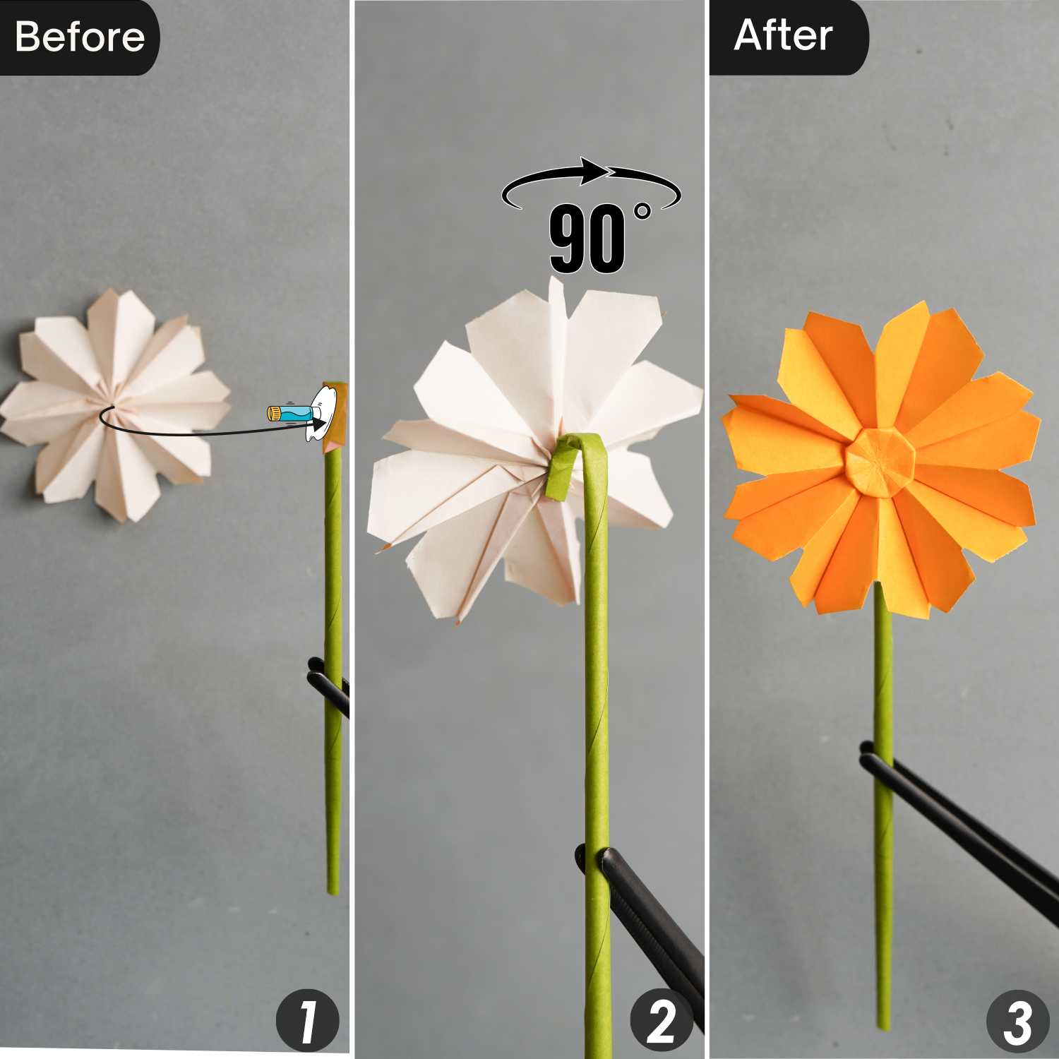 Assemble origami daisy | origamiok