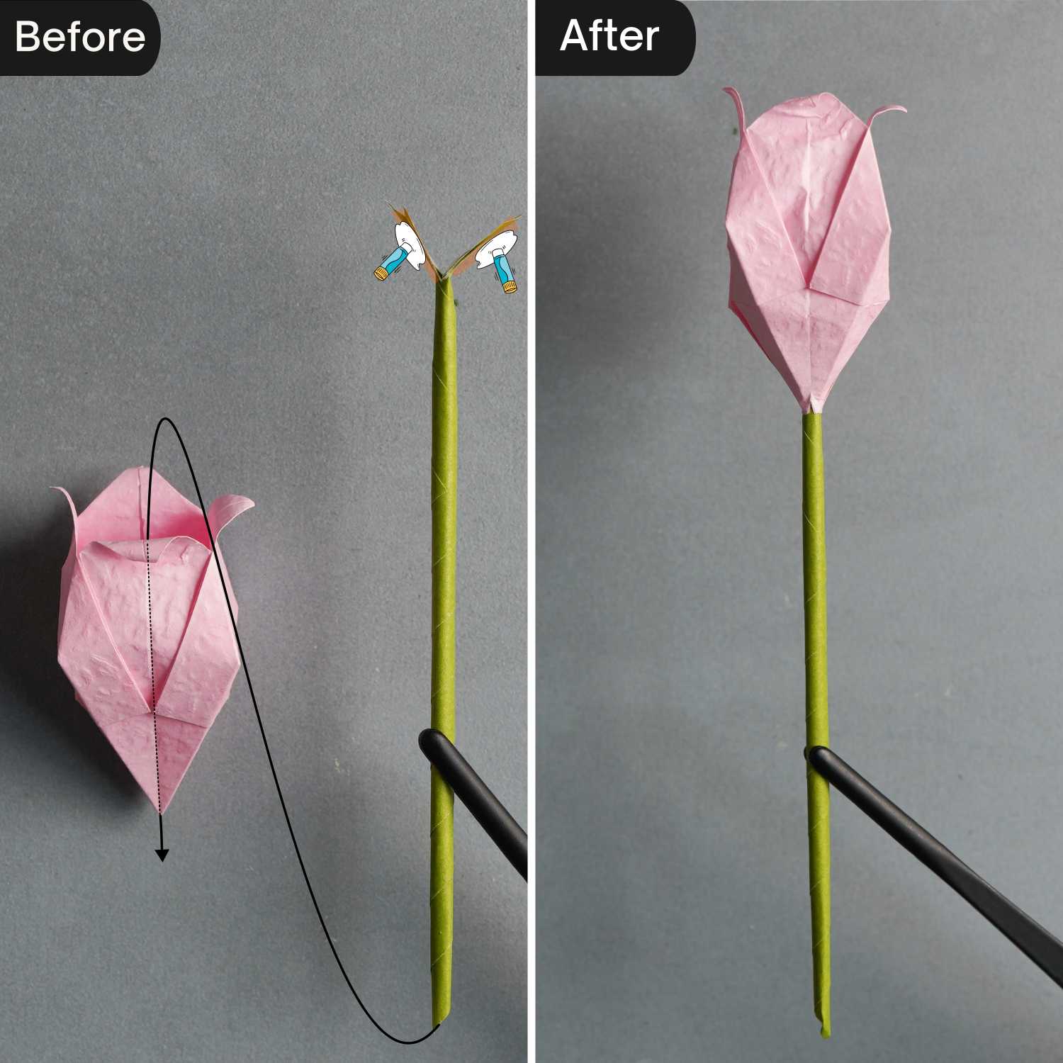 Assemble origami tulip | origamiok