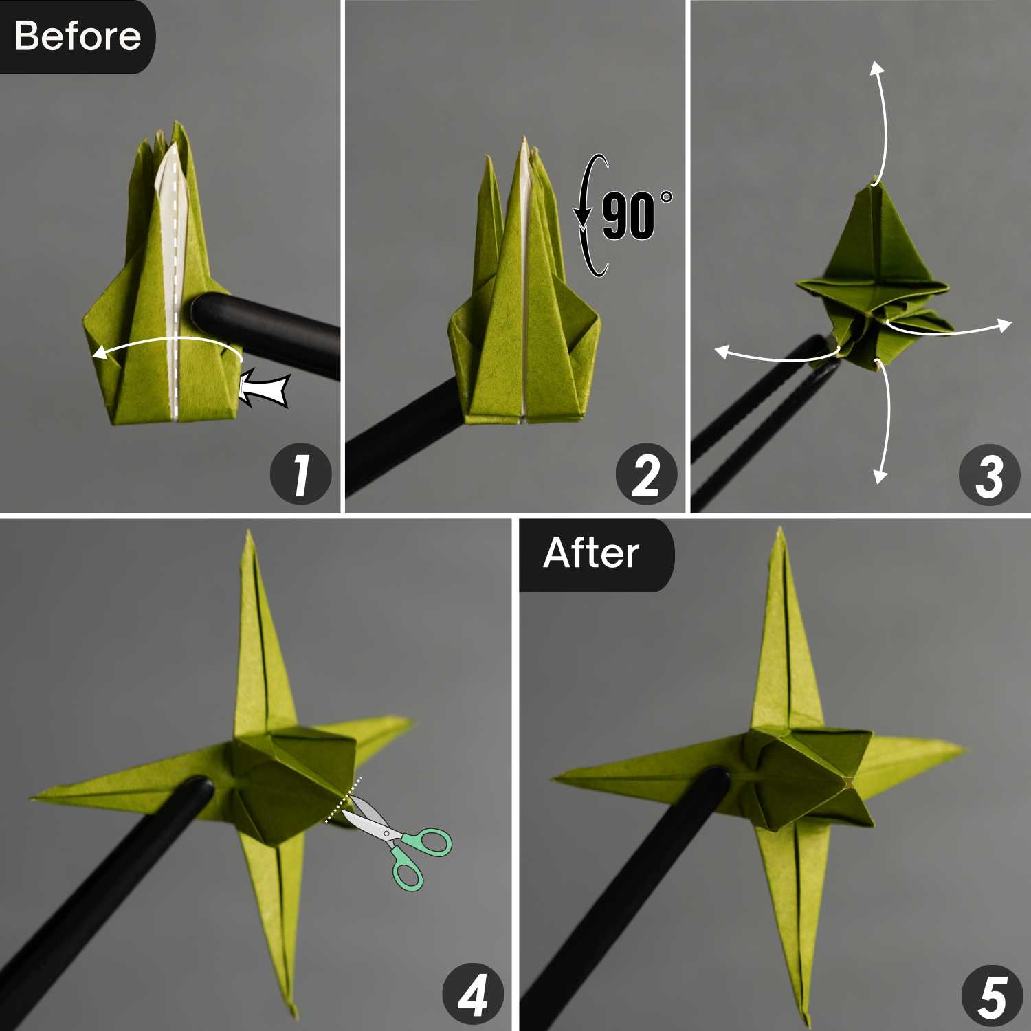 origami rose pedicel | origamiok