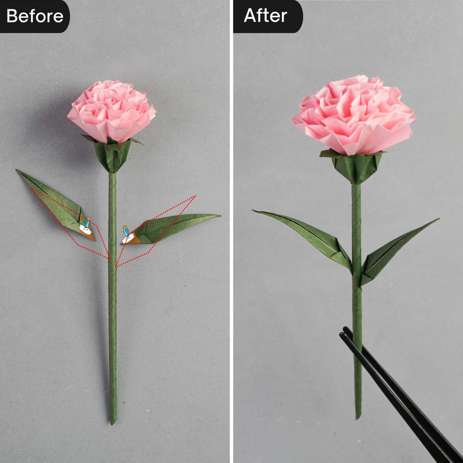 assemble origami carnation | origamiok