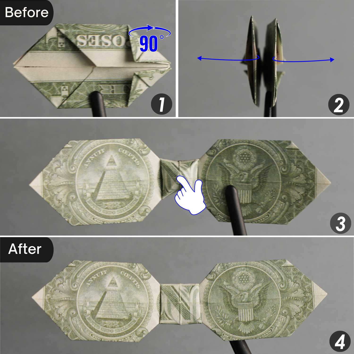 dollar bill origami bow | origamiok