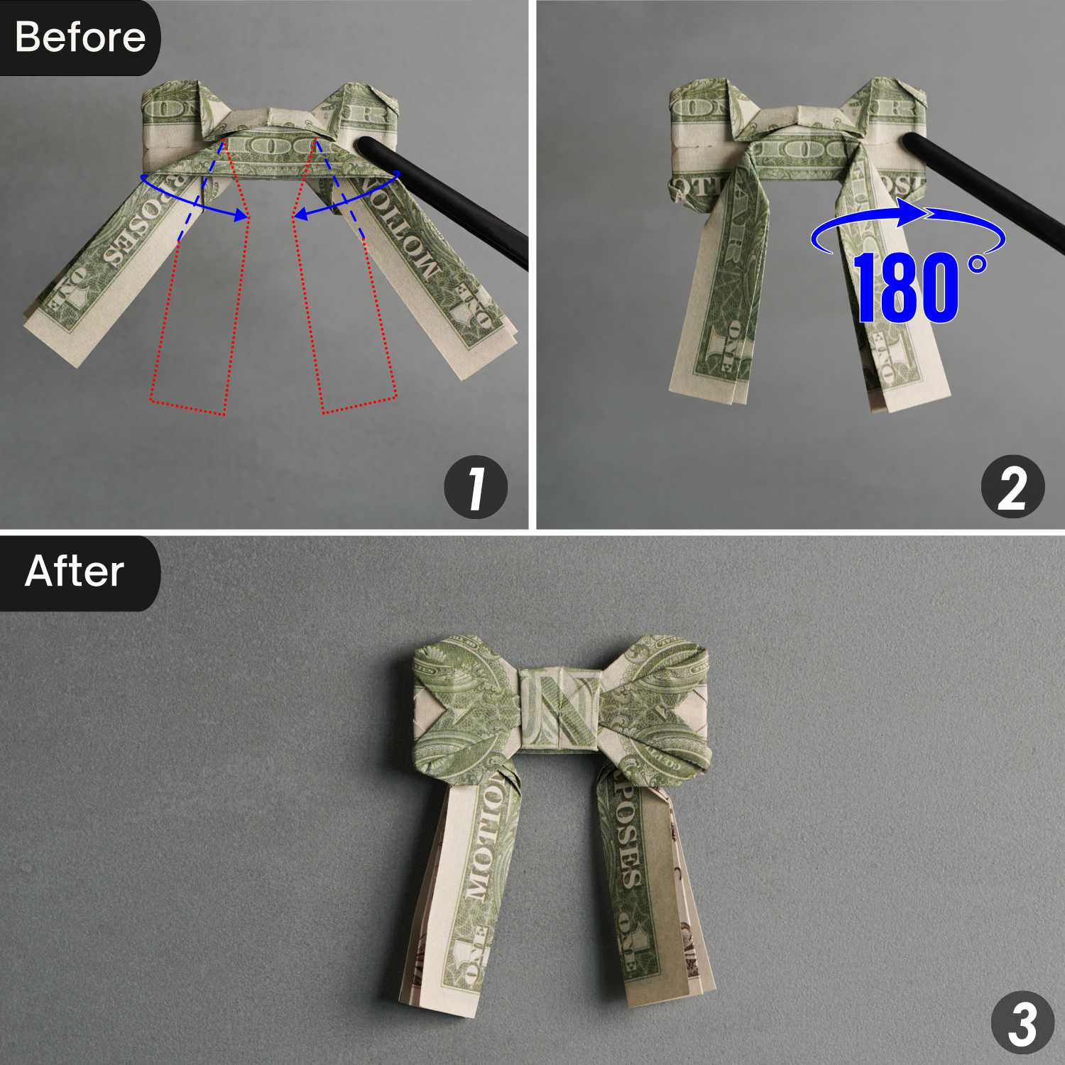 dollar bill origami bow | origamiok