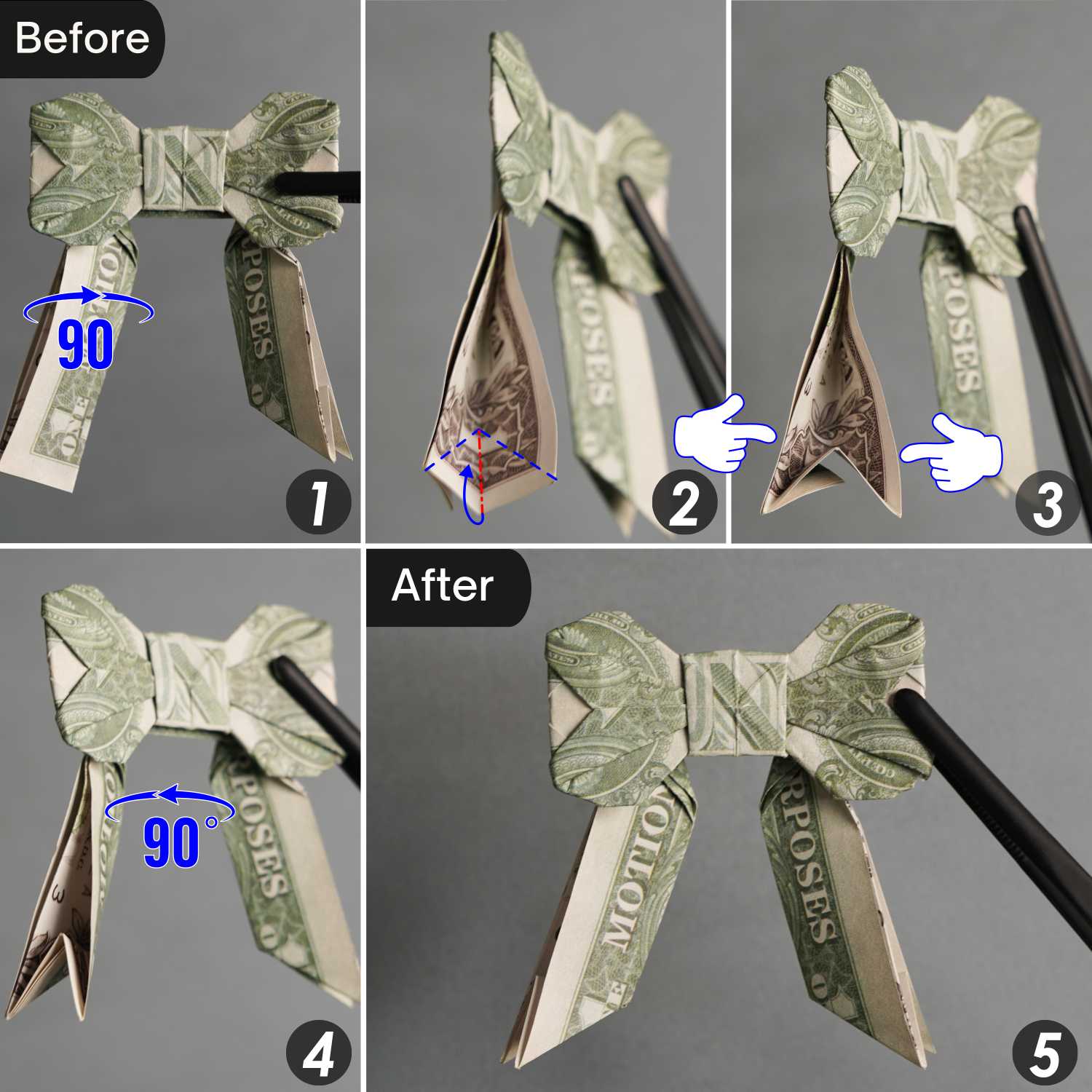dollar bill origami bow | origamiok