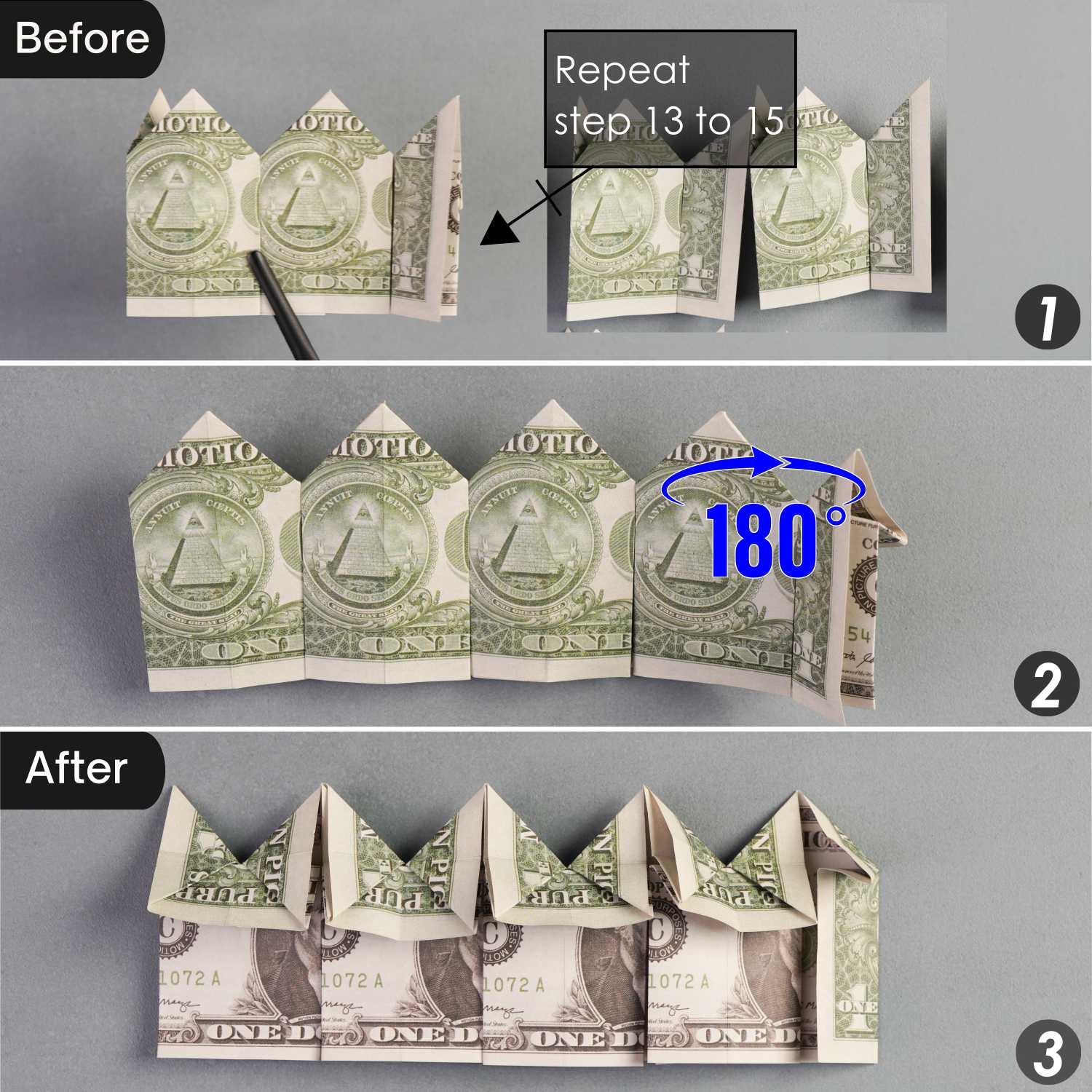 dollar bill origami crown | origamiok