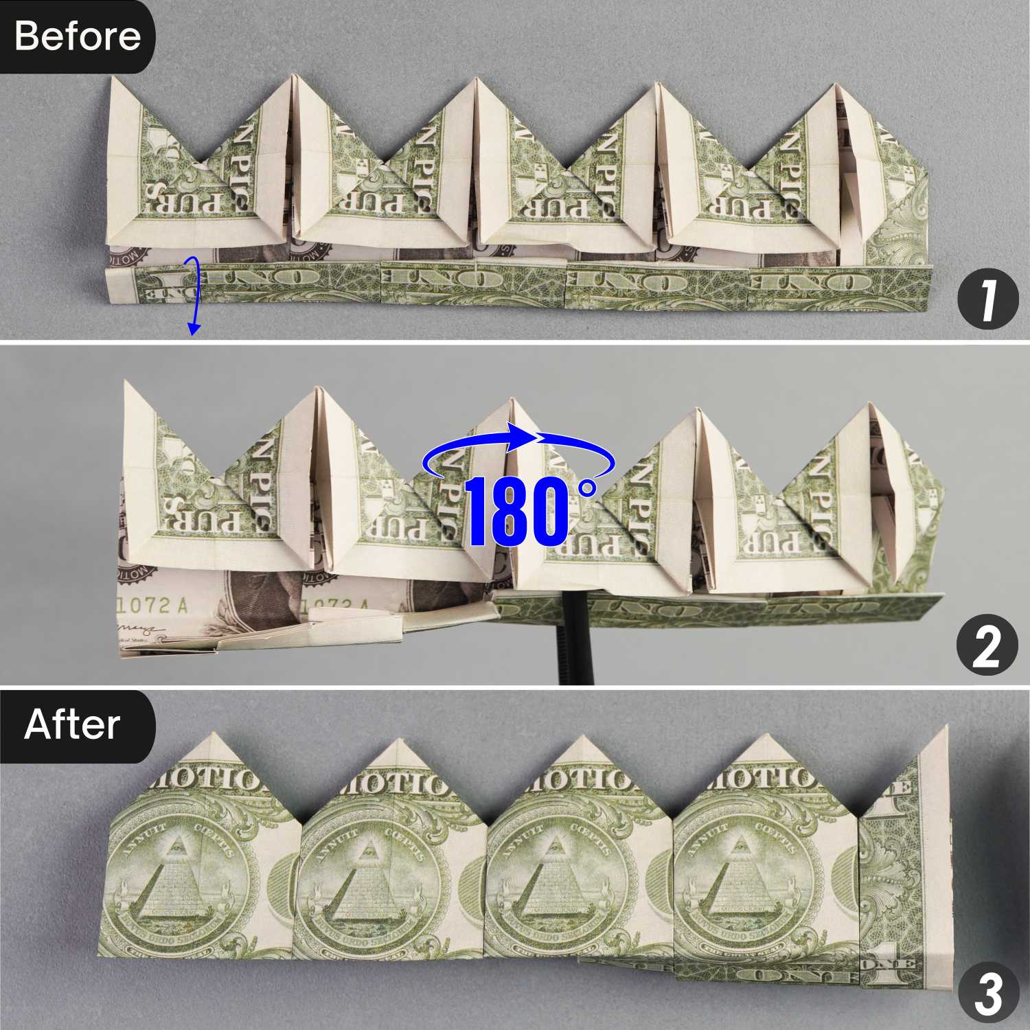 dollar bill origami crown | origamiok