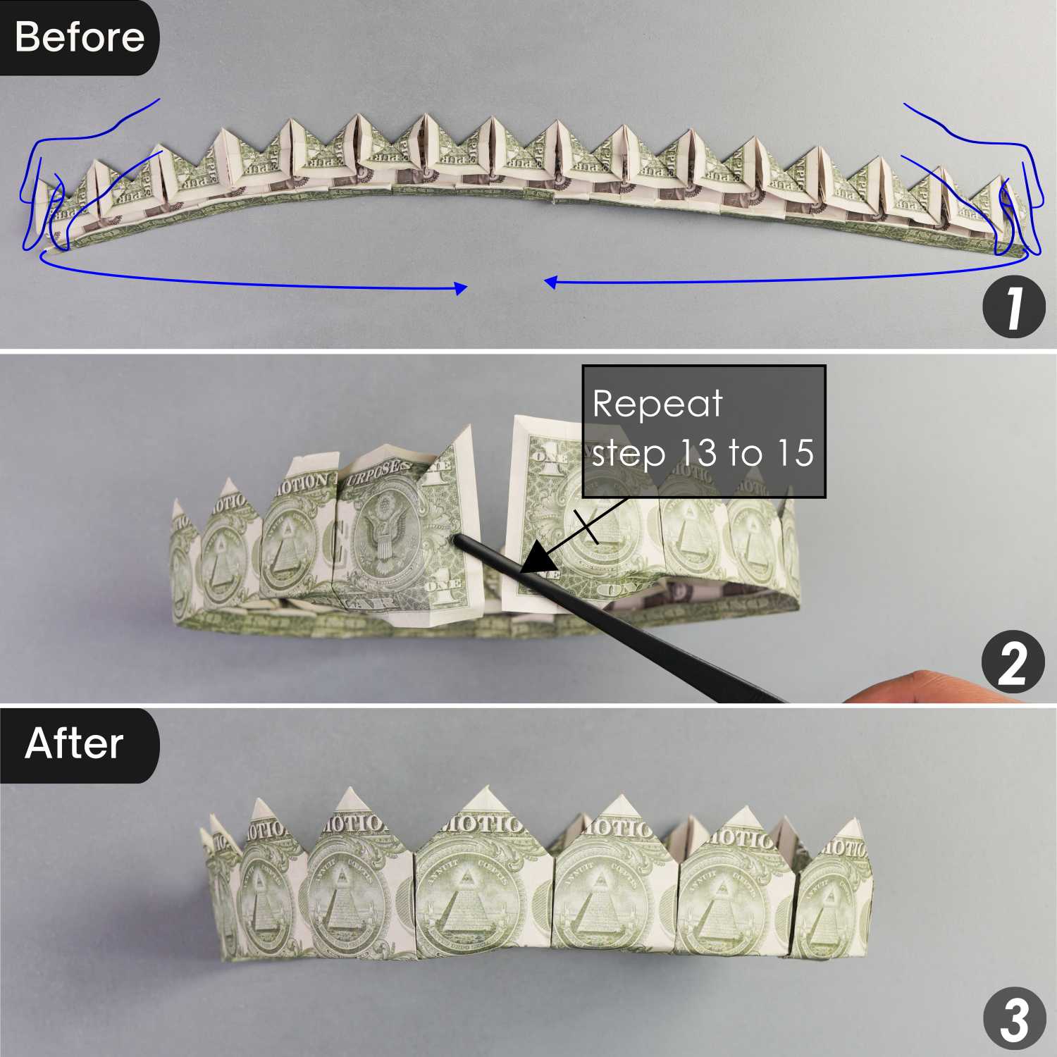 dollar bill origami crown | origamiok