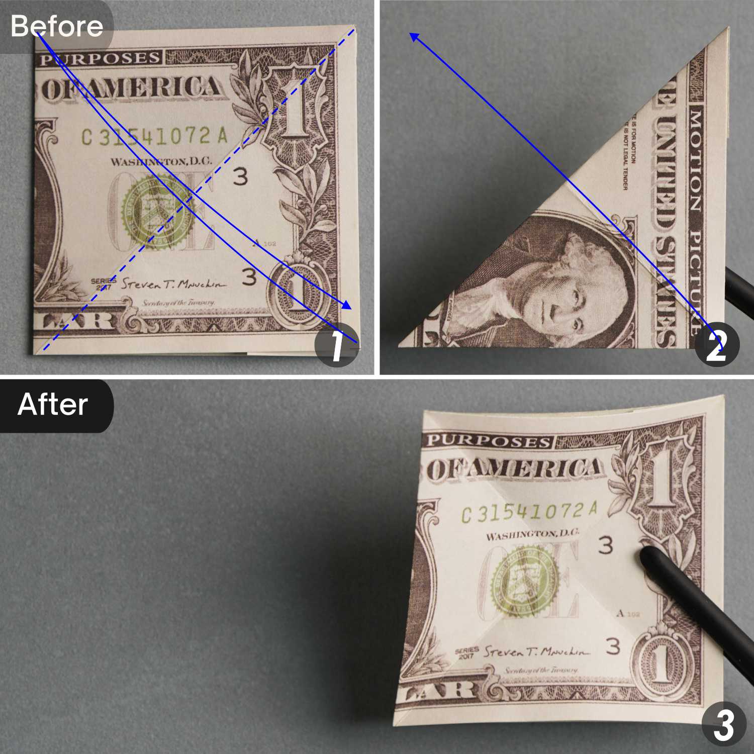dollar bill origami dog | origamiok