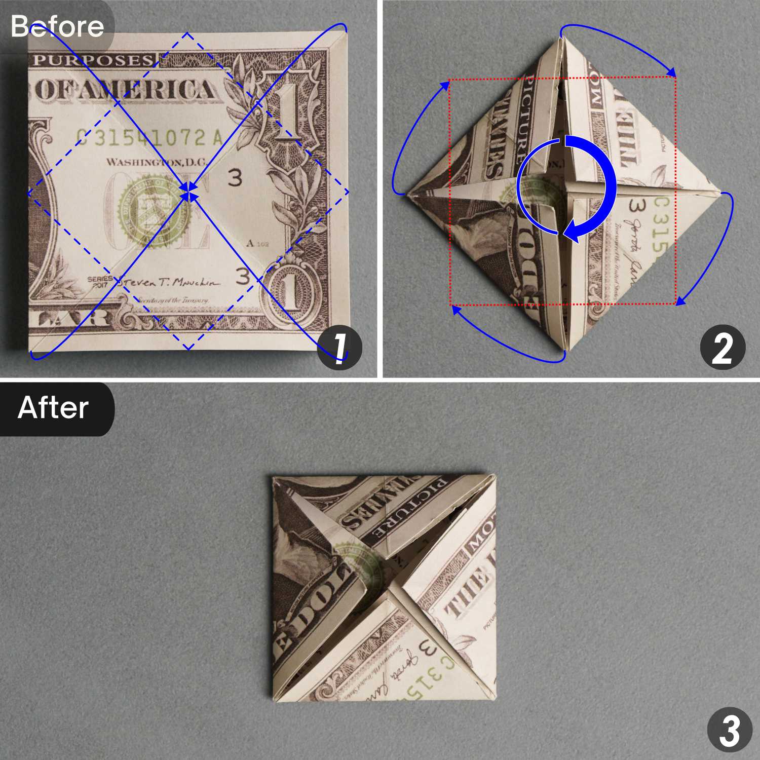 dollar bill origami dog | origamiok