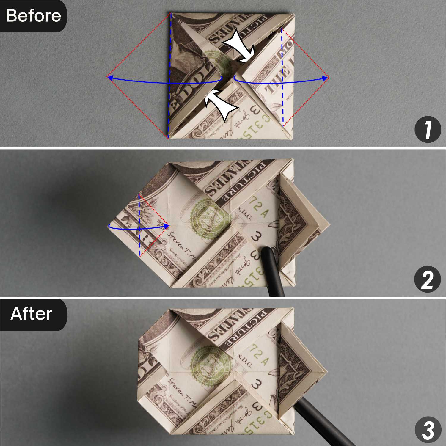 dollar bill origami dog | origamiok