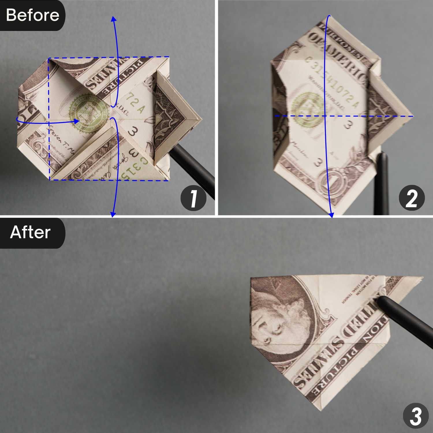 dollar bill origami dog | origamiok