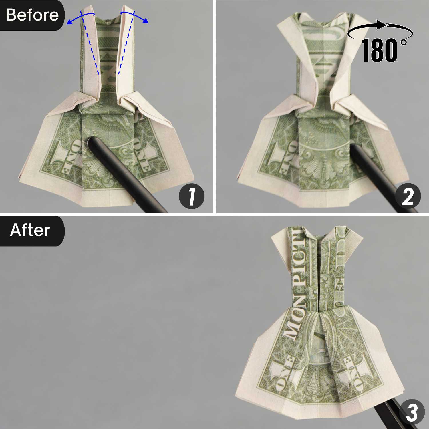 dollar bill origami dress | origamiok