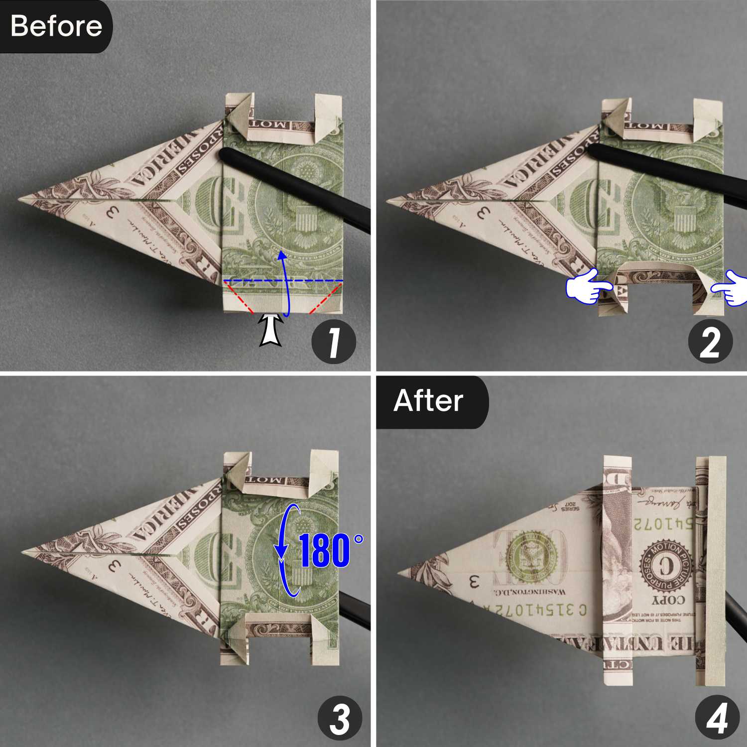 dollar bill origami elephant | origamiok