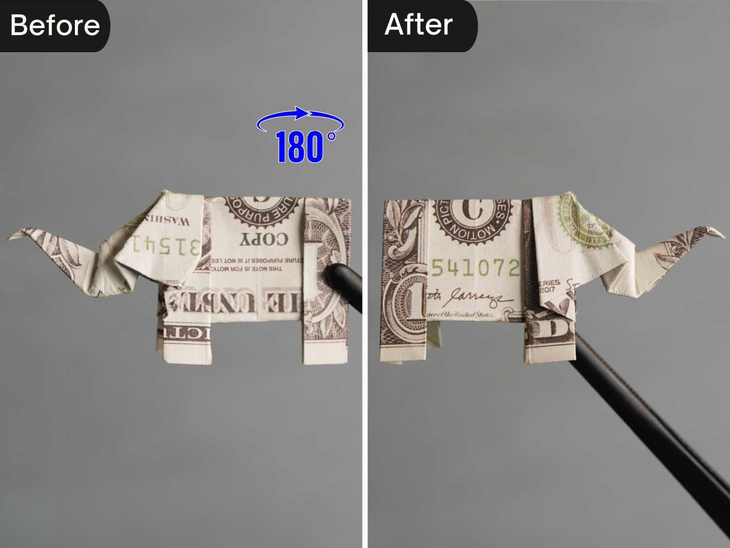 dollar bill origami elephant | origamiok
