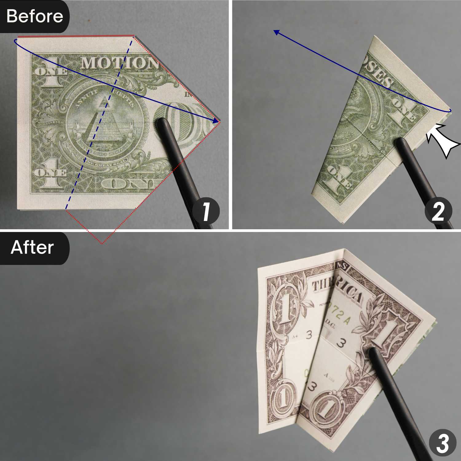 dollar bill origami pyramid | origamiok