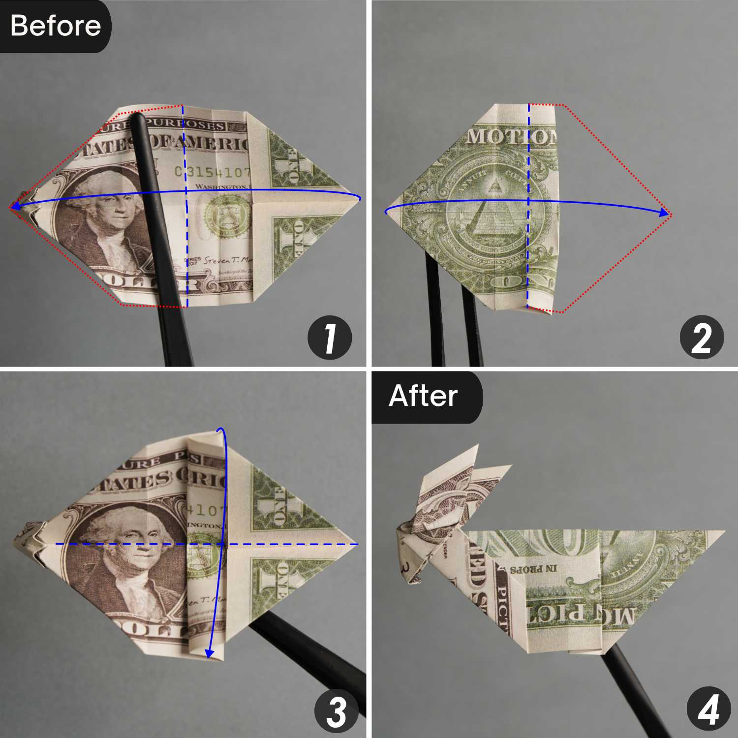 dollar bill origami rabbit | origamiok
