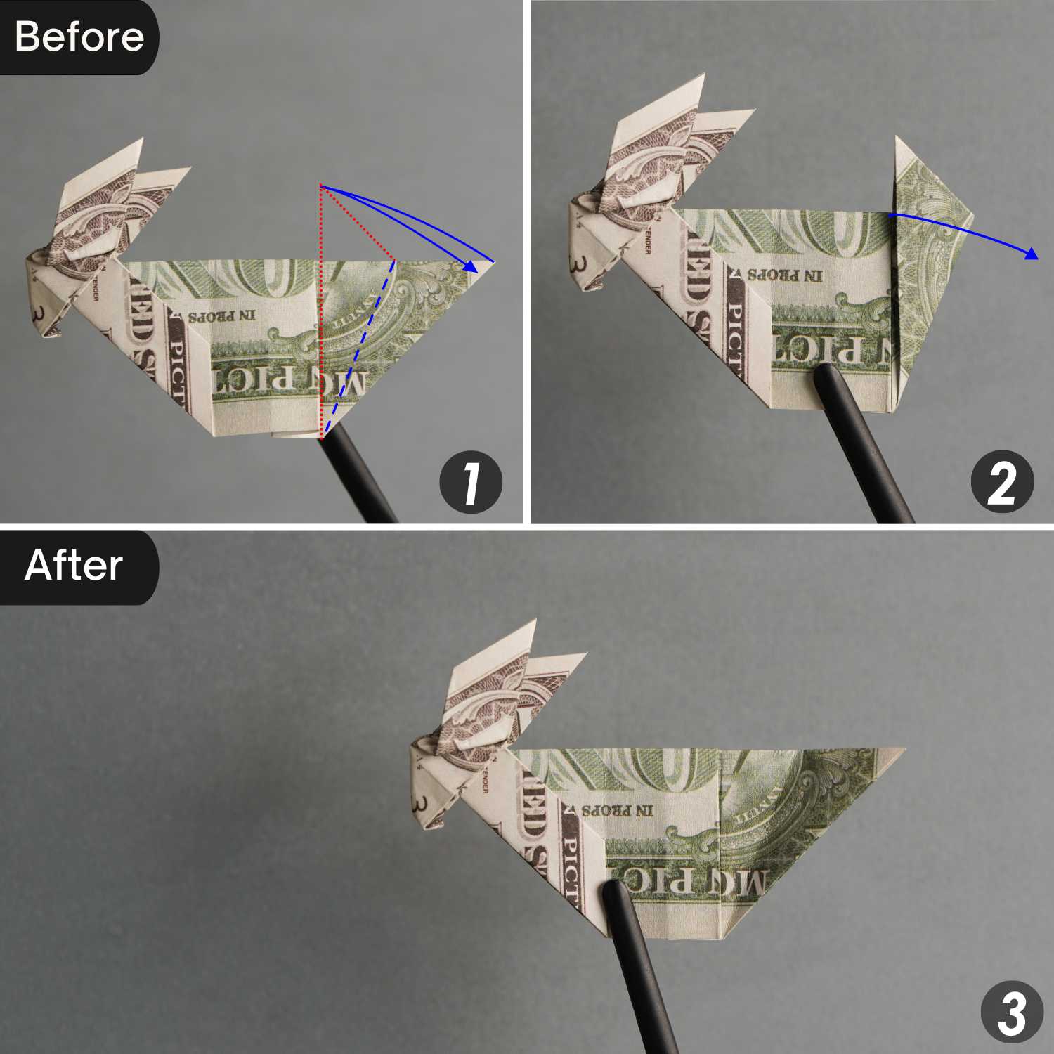 dollar bill origami rabbit | origamiok