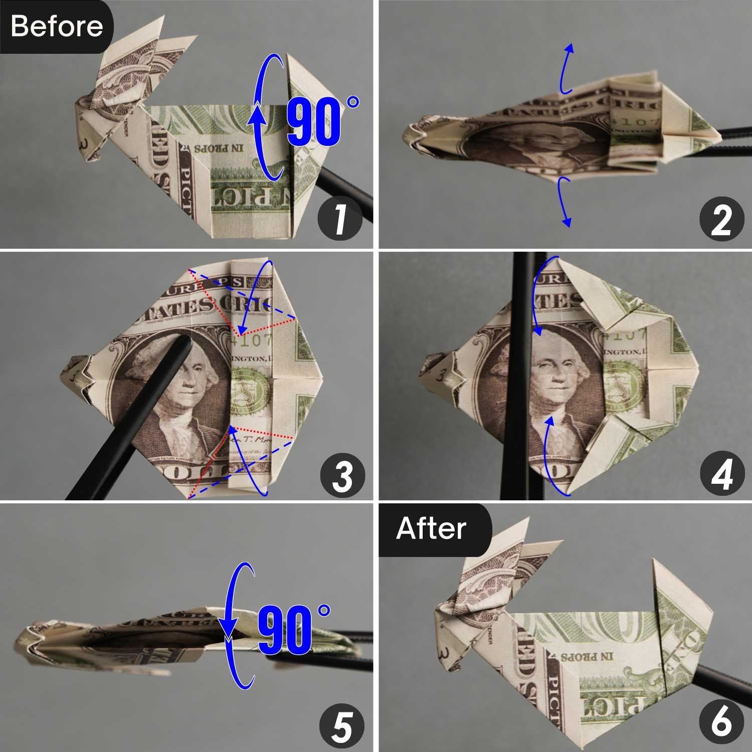 dollar bill origami rabbit | origamiok