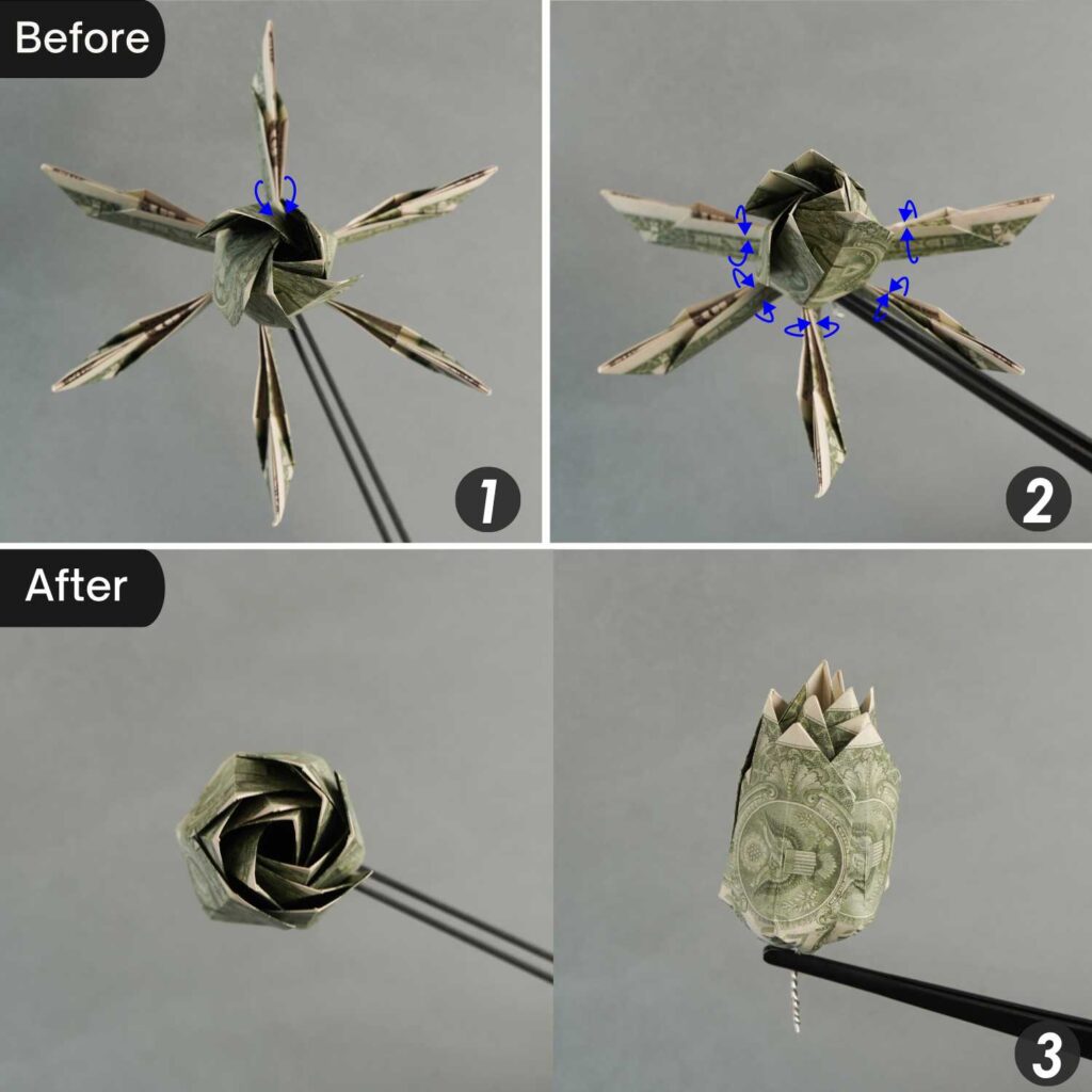 Easy Dollar Bill Origami Flower Instructions - OrigamiOK