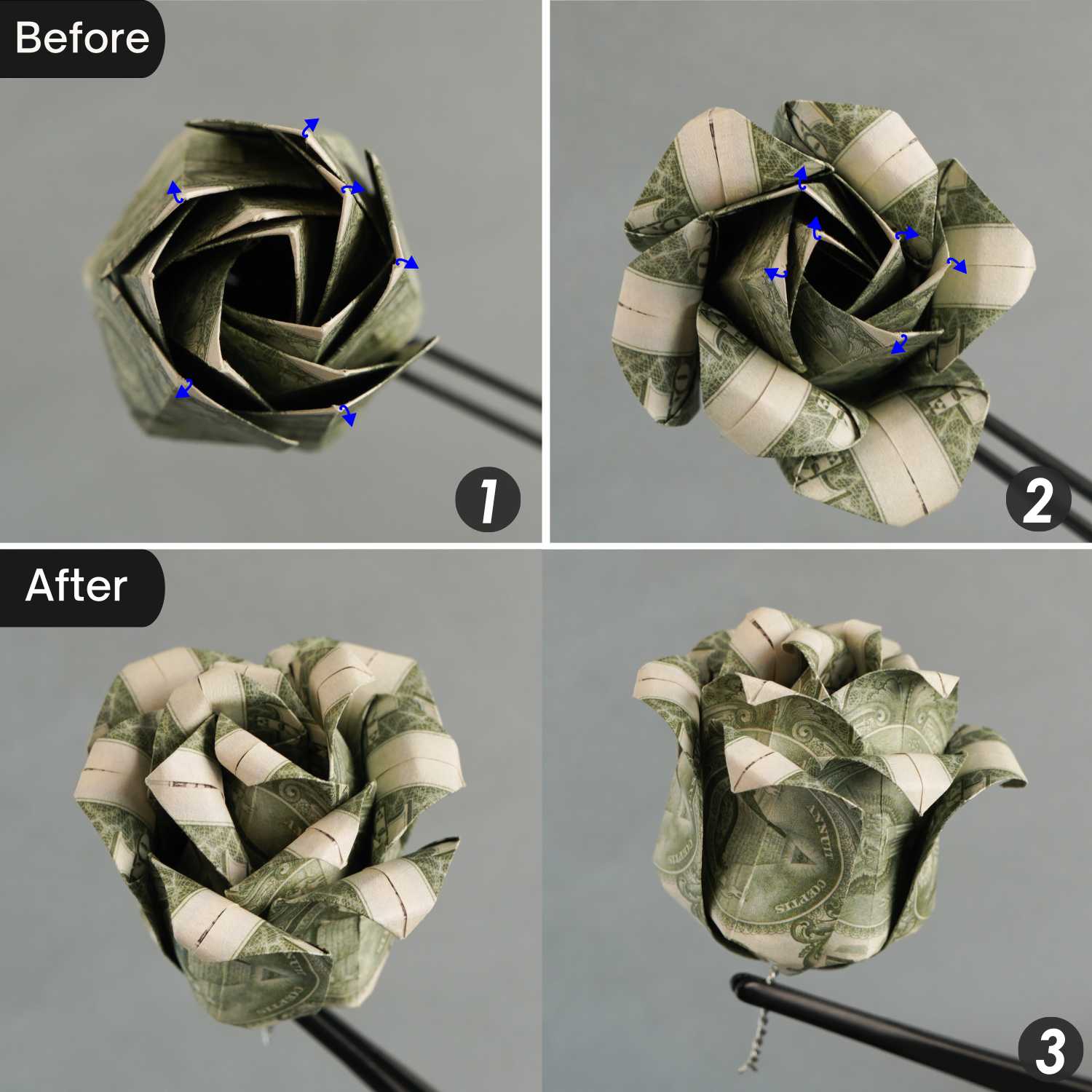 dollar bill origami rose flower | origamiok